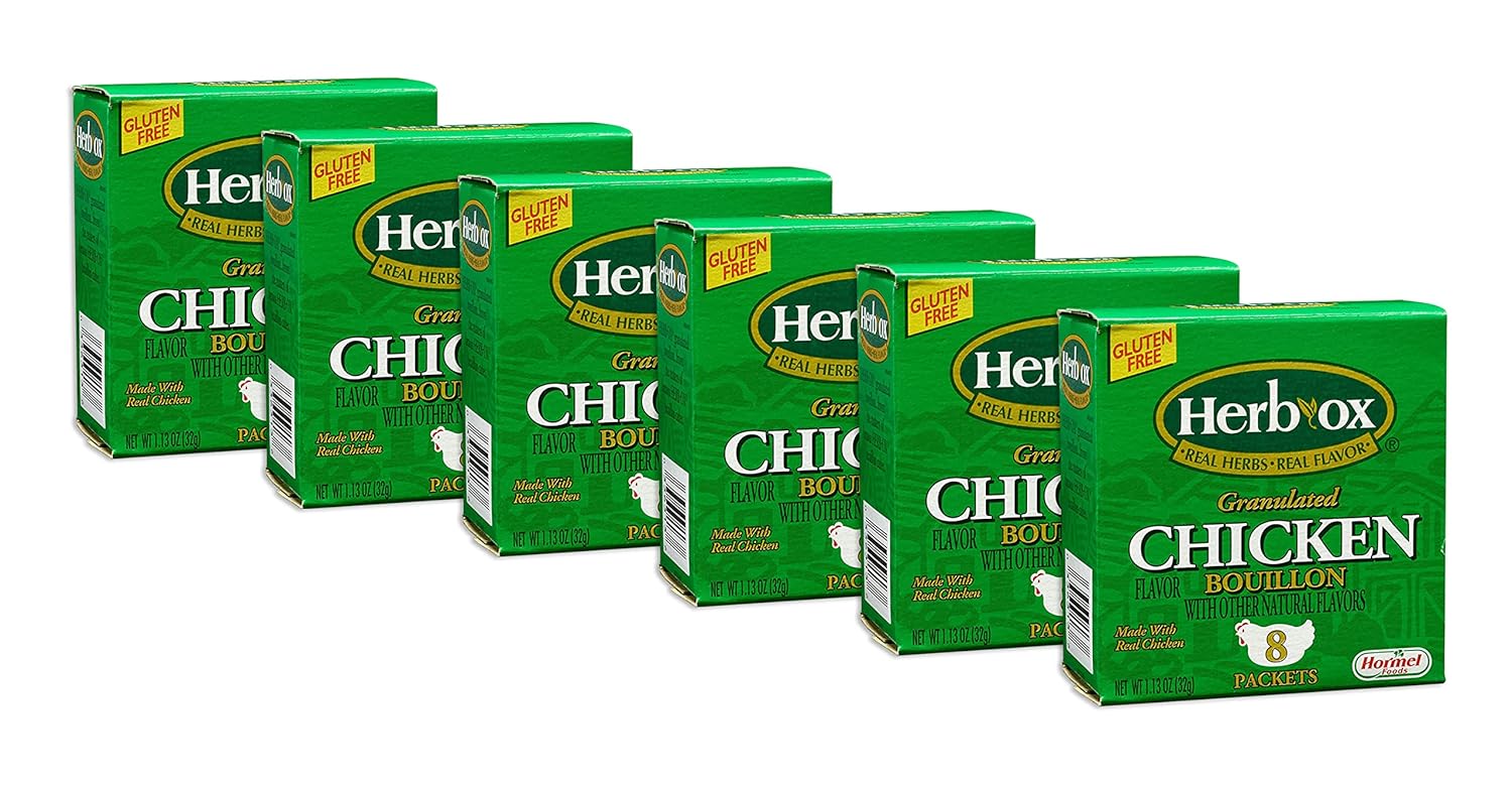 Herb -Caldo de pollo granulado de buey y condimento instantáneo 1.13 oz (paquete de 6)