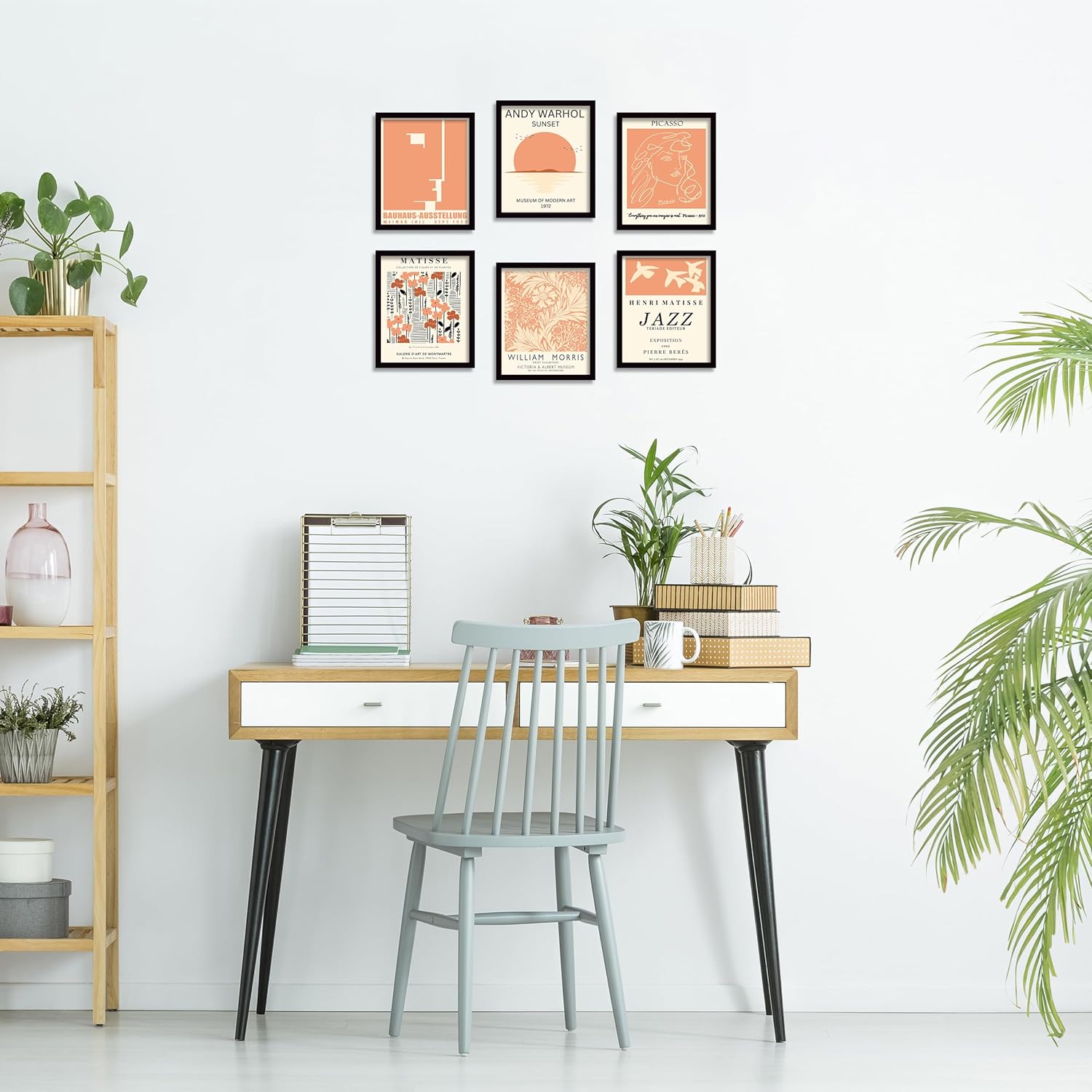 Juego de 6 pósteres retro vintage positivos para pared, famosa ilustración estética, decoración de pared, exposición, mercado de flores abstractas,