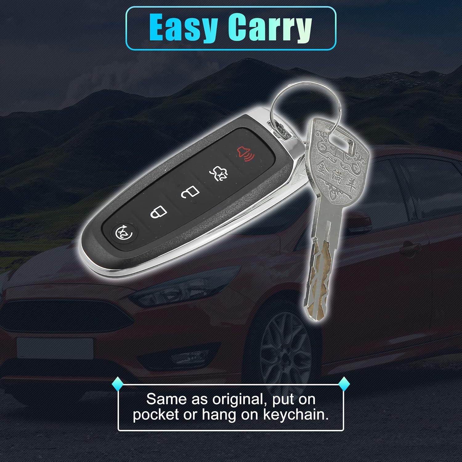 X AUTOHAUX Funda de repuesto para llavero inteligente de 5 botones, sin llave, para Ford Escape C-Max Energi Focus SE Titanium Maverick con hoja sin