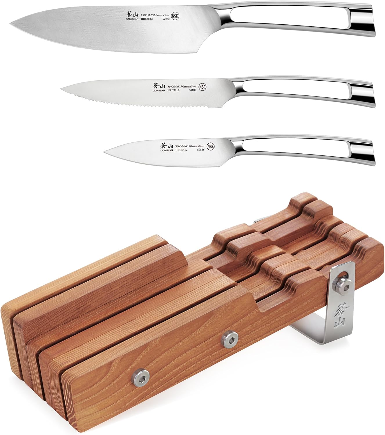 Cangshan Cutlery  Juego de bloques de cuchillos de acero alemán N1 Series X50Cr15MoV