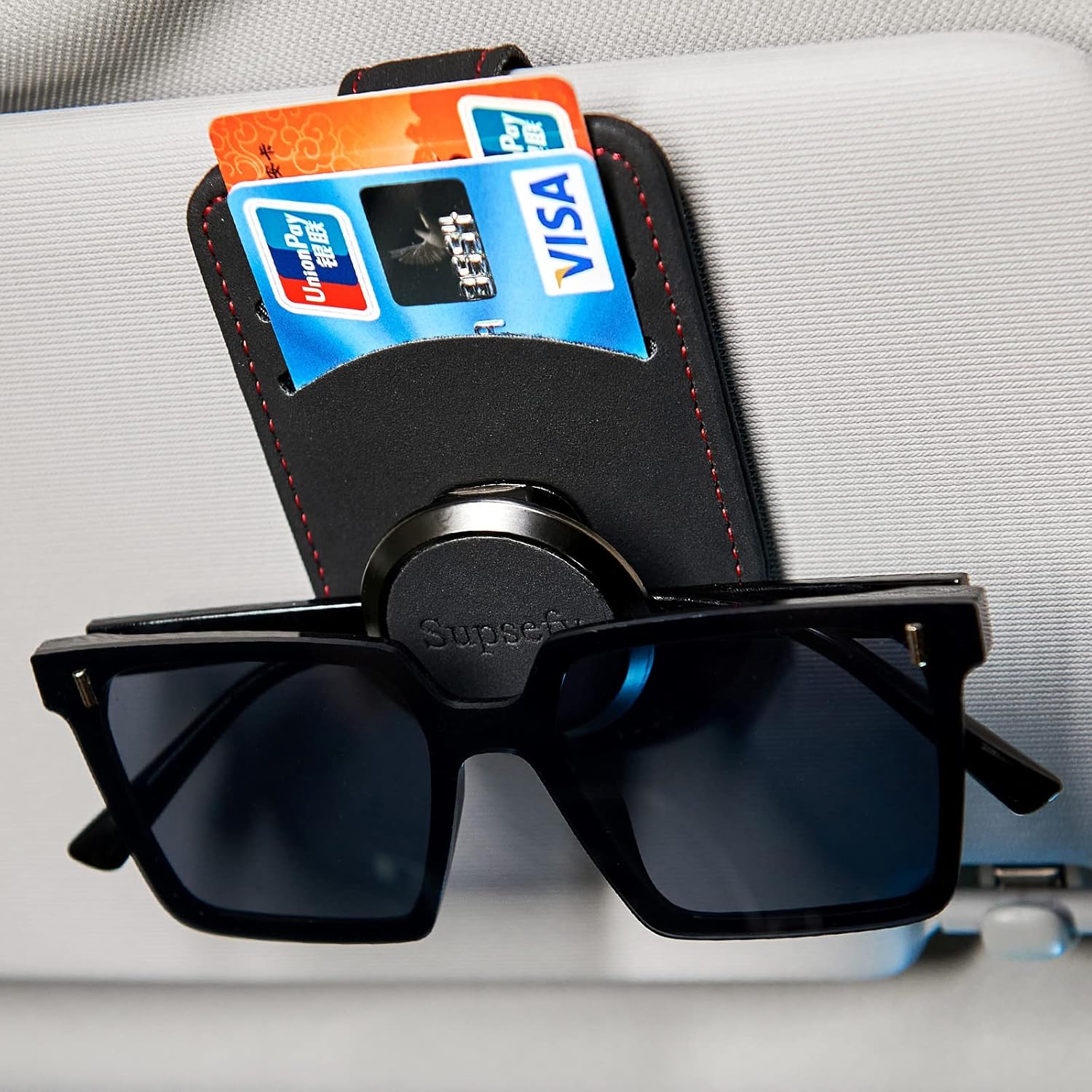 Soporte universal para lentes de sol para lentes de sol de automóvil, soporte para visera de automóvil para almacenamiento de múltiples gafas, clip