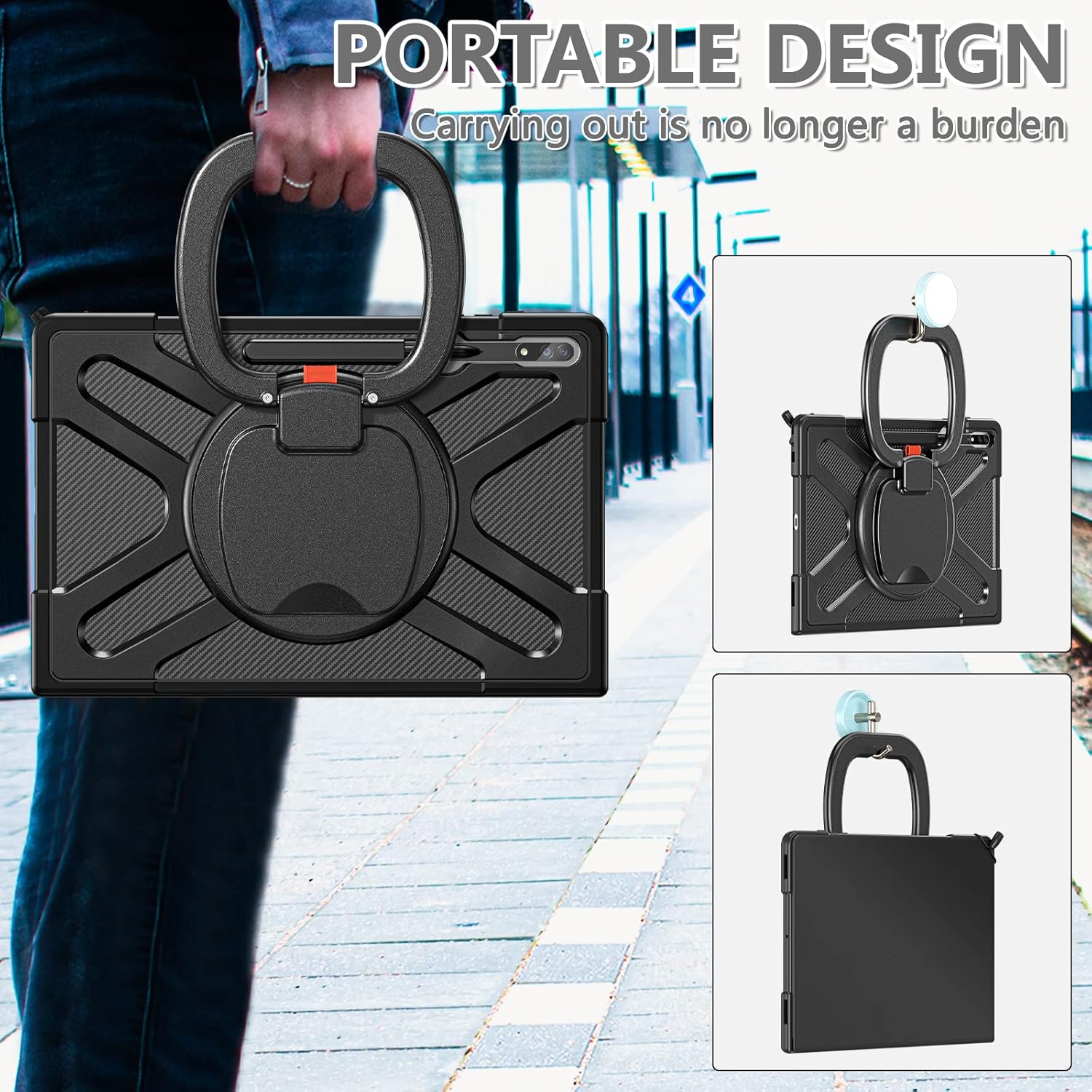 Funda para Galaxy Tab S8 Ultra de 14.6 pulgadas, S8 Ultra Tablet Funda de 14.6 pulgadas, Funda protectora a prueba de golpes con rotación de 360 y