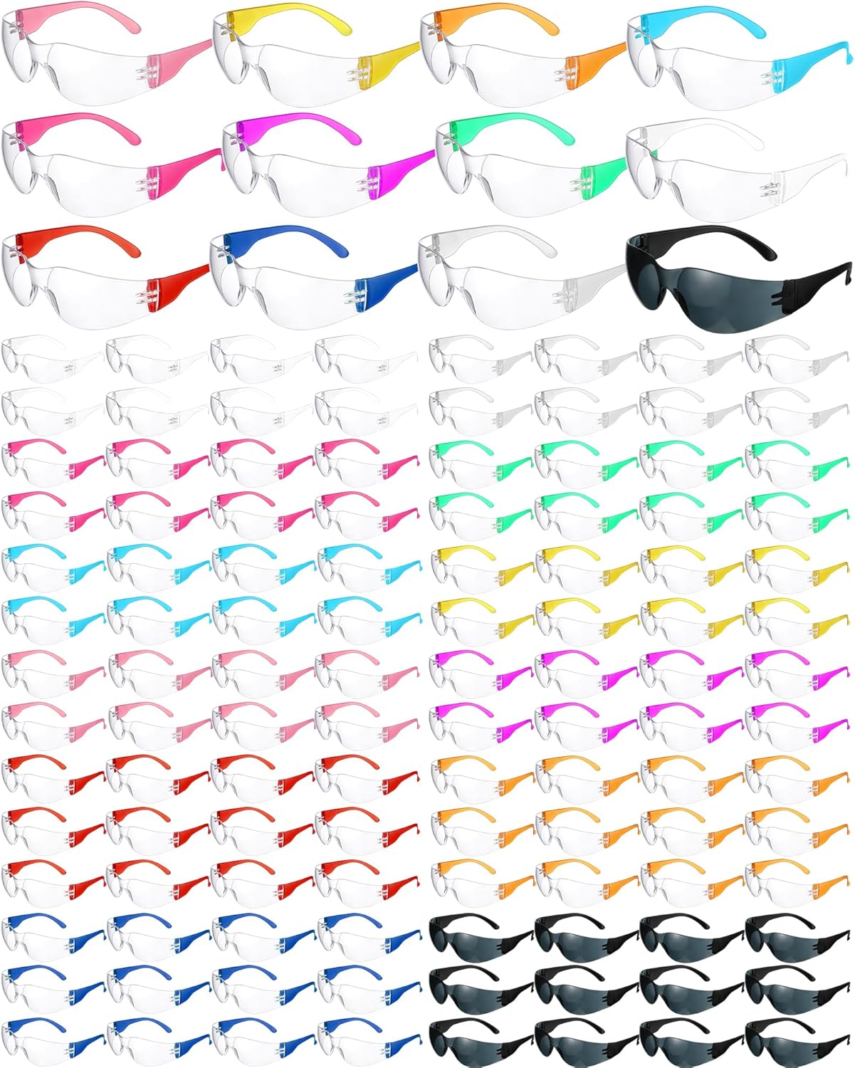 Kanayu 200 lentes de seguridad transparentes a granel para hombres y mujeres, gafas de seguridad para protección ocular con resistentes a los