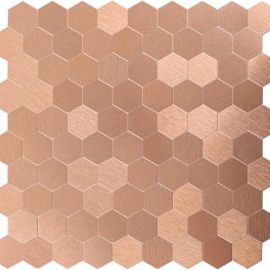 Azulejos hexagonales para despegar y pegar, panel de textura de aluminio cepillado de cobre claro, azulejos de mosaico autoadhesivos para cocina, Azulejos hexagonales para despegar y pegar, panel de textura de aluminio cepillado de cobre claro, azulejos de mosaico autoadhesivos para cocina,