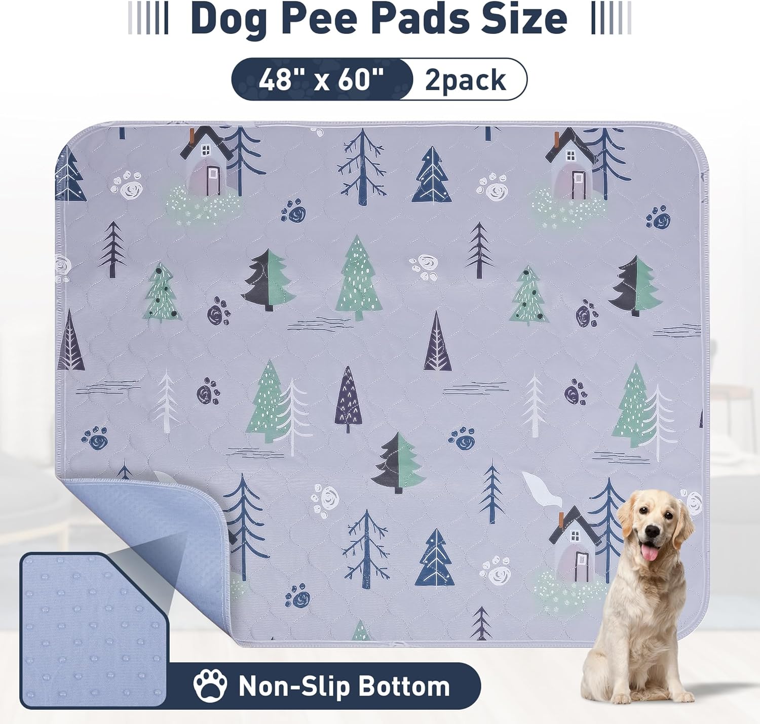 UPSKY Almohadillas lavables para orina de perros, paquete de 2 almohadillas reutilizables para cachorros, almohadillas súper absorbentes,