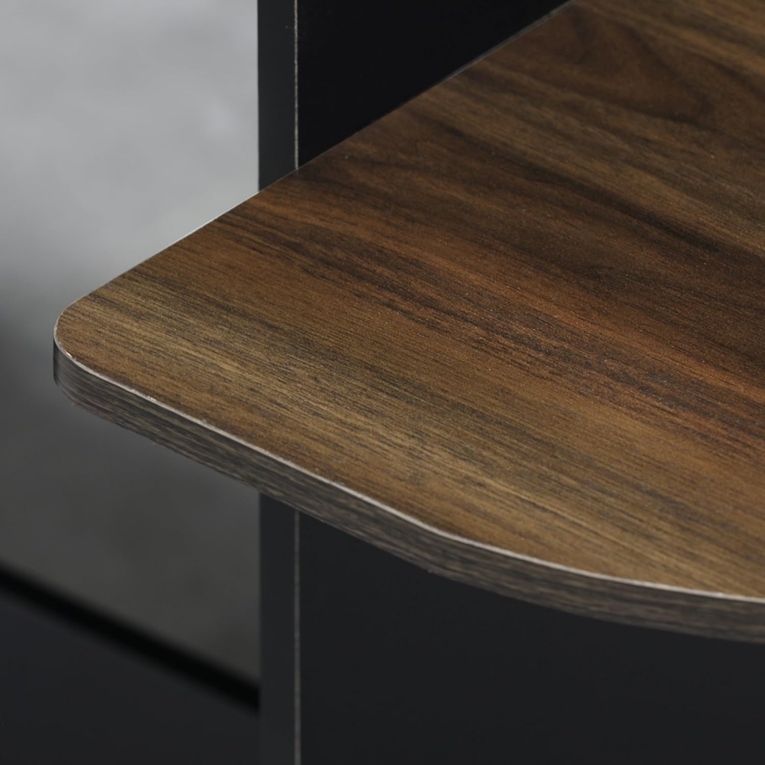 Furinno – Escritorio compacto para computadora con estantes, Tablero de partículas, Columbia NogalNegro