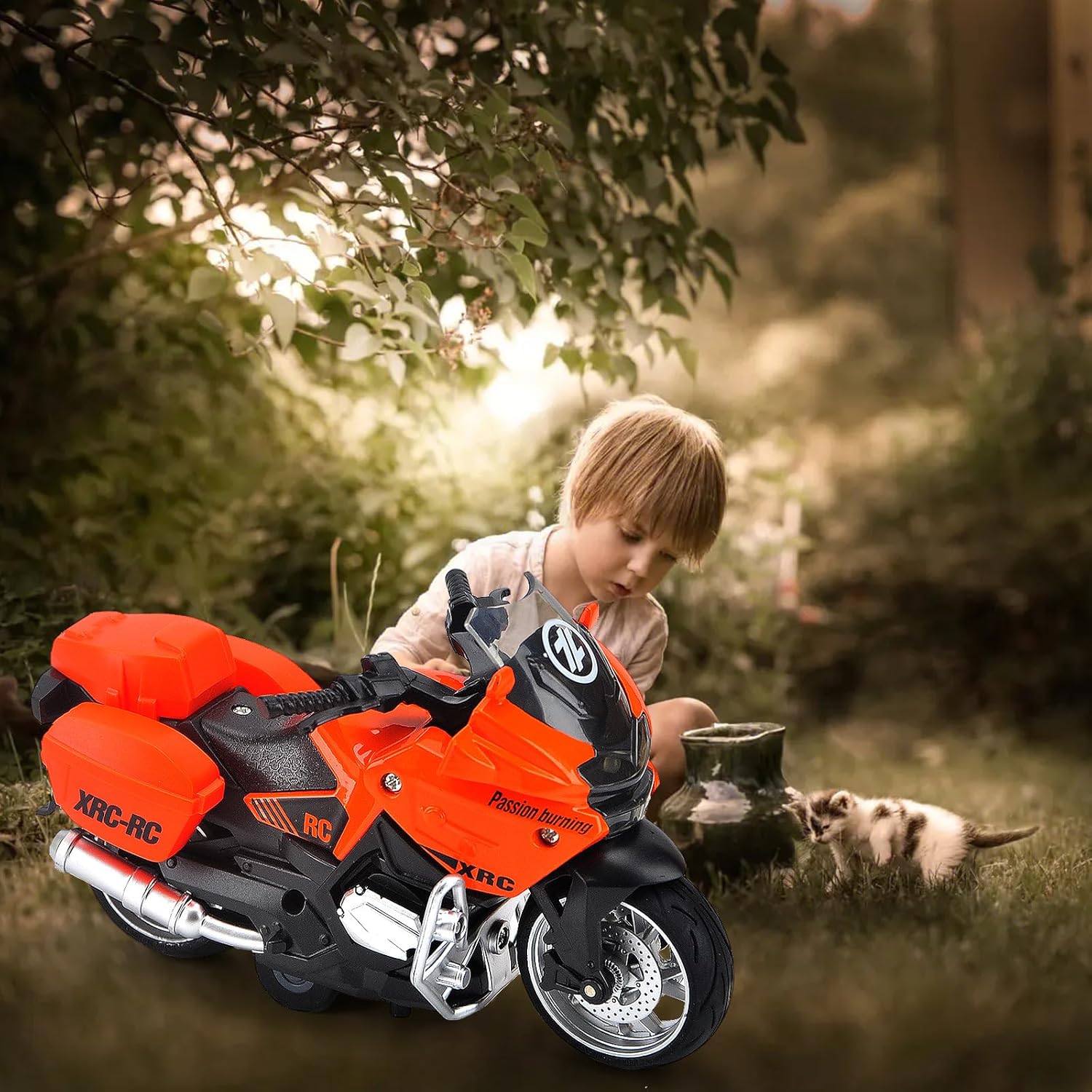 ACROFEK Juguetes de motocicleta de aleación con sonido y luz, juguetes de motocicleta fundidos a presión para niños de 3 a 5 años, gran motocicleta