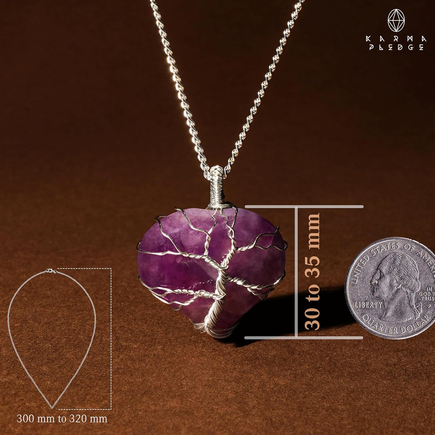 KARMAPLEDGE Collares de cristal curativo hechos a mano para mujeres y hombres, colgantes de cristal de chakra para curación, yoga, meditación,