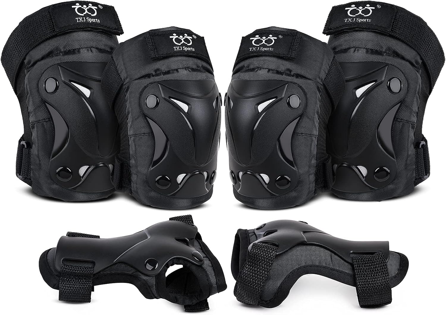 Rodilleras para niñosjóvenesadultos, coderas con muñequeras, juego de 6 unidades para patineta, ciclismo, patinaje, bicicleta, scooter, equitación,
