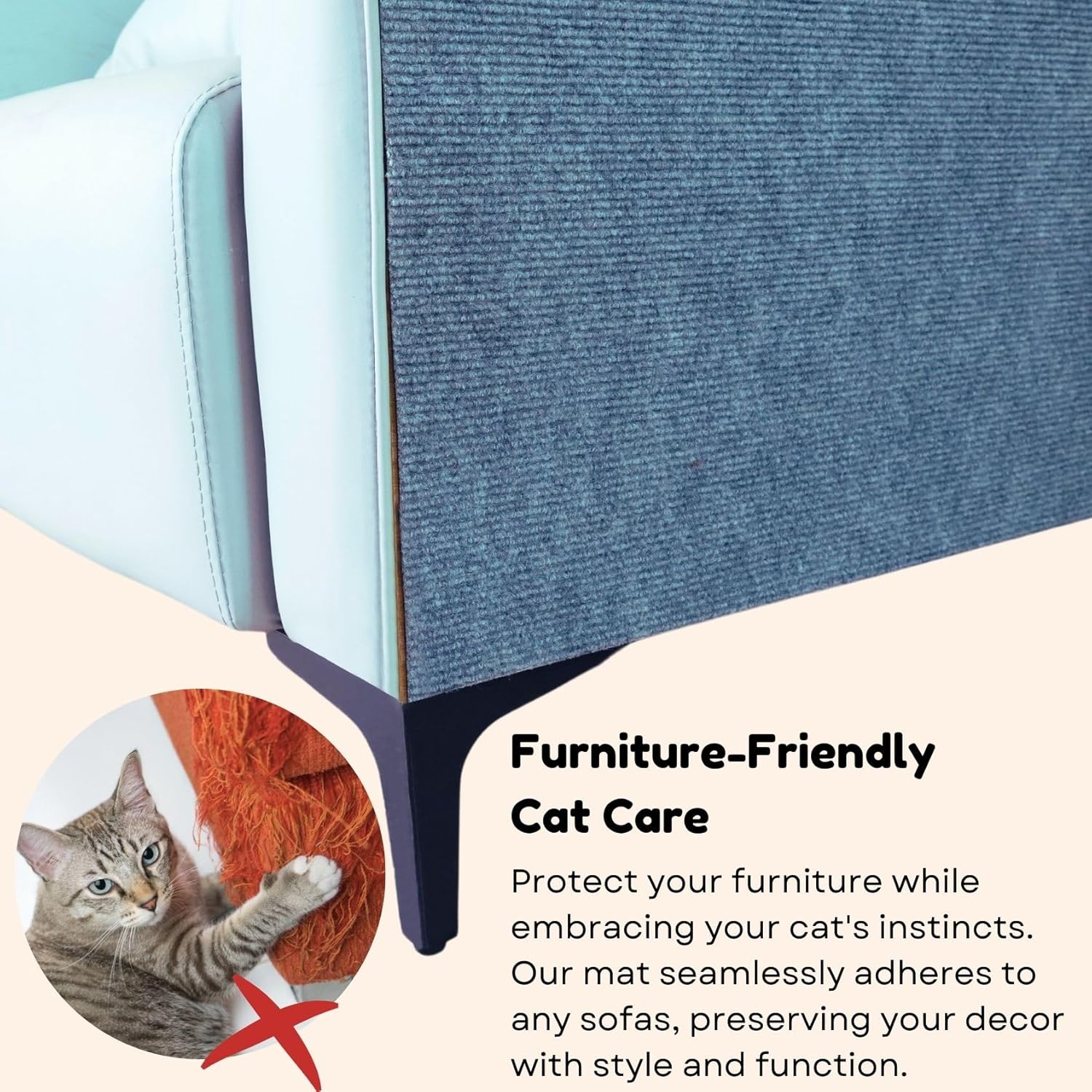 Tapete para arañazos para gatos (paquete de 3), 23.6 x 11.8 pulgadas, reemplazo autoadhesivo versátil fácil de usar para árboles de gatos, muebles