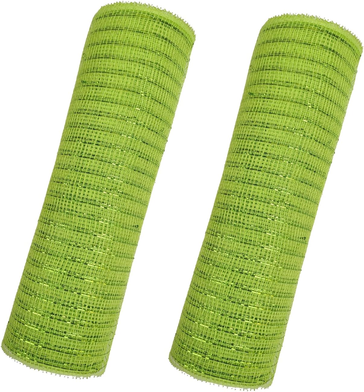 2 rollos de cinta de poliéster de malla decorativa con lámina metálica, 10 pulgadas x 30 pies, cada rollo para coronas, guirnaldas, manualidades y