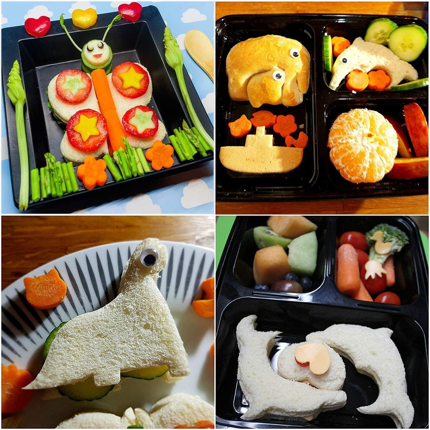 Paquete de 6 cortadores de sándwich y removedor de forma de corteza de pan para niños, formas de animales, moldes de pan, molde para tostadas,