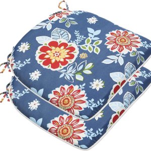 JMGBird Juego de 2 cojines para sillas de exterior, cojines de patio de 16 x 17 pulgadas de ancho con lazos, almohadillas para sillas de exterior JMGBird Juego de 2 cojines para sillas de exterior, cojines de patio de 16 x 17 pulgadas de ancho con lazos, almohadillas para sillas de exterior