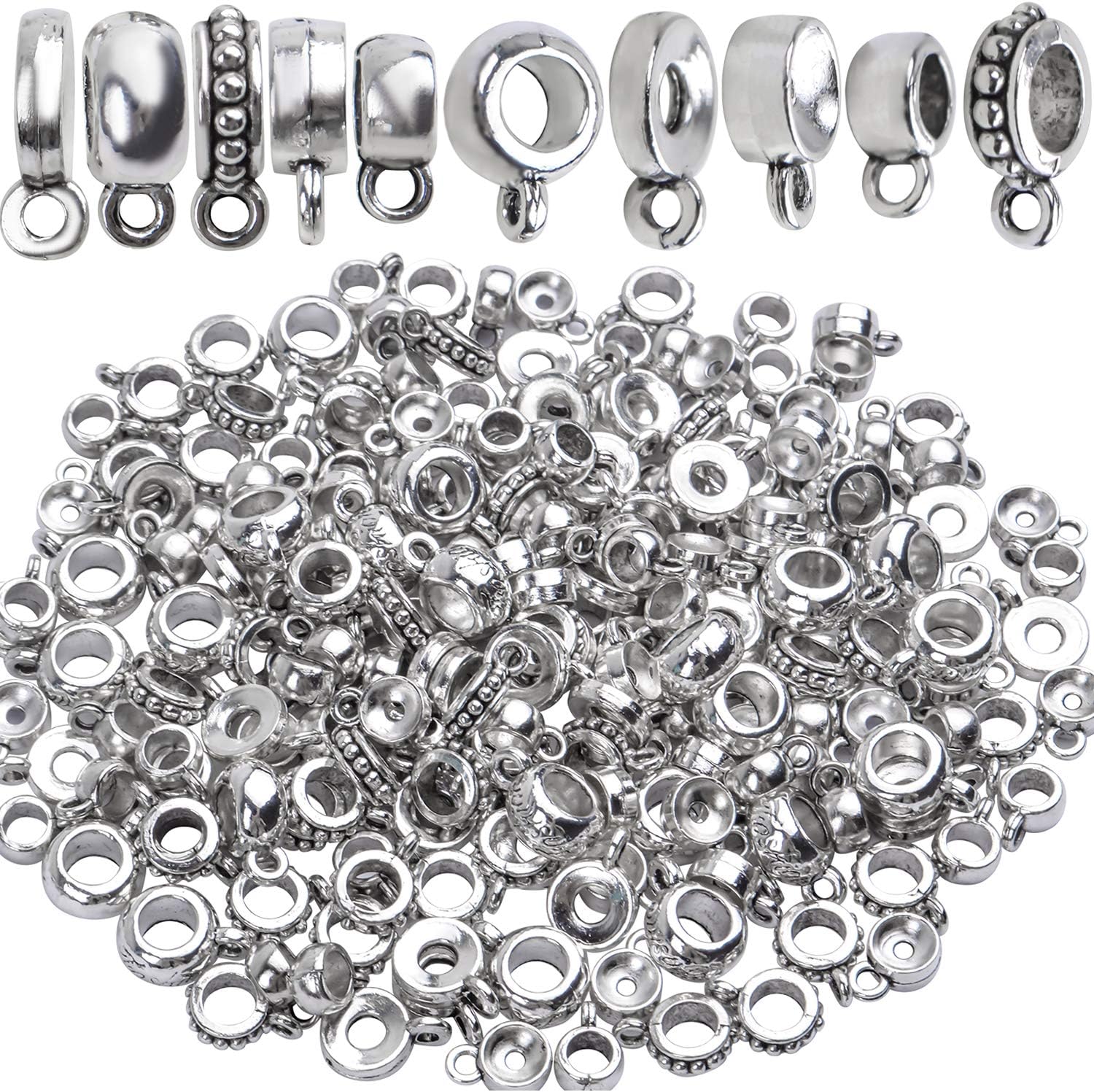 BronaGrand Cuentas de tubo de fianza de oro antiguo de 3.53 oz, cuentas espaciadoras, cuentas tibetanas, dijes para colgar cuentas, enlaces de