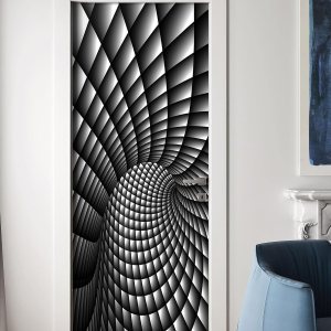 FLFK Adhesivo mural para puerta, diseño floral retorcido moderno, negro, despegar y pegar, tamaño combinado 32 x 80 pulgadas, dividido en 2 piezas FLFK Adhesivo mural para puerta, diseño floral retorcido moderno, negro, despegar y pegar, tamaño combinado 32 x 80 pulgadas, dividido en 2 piezas