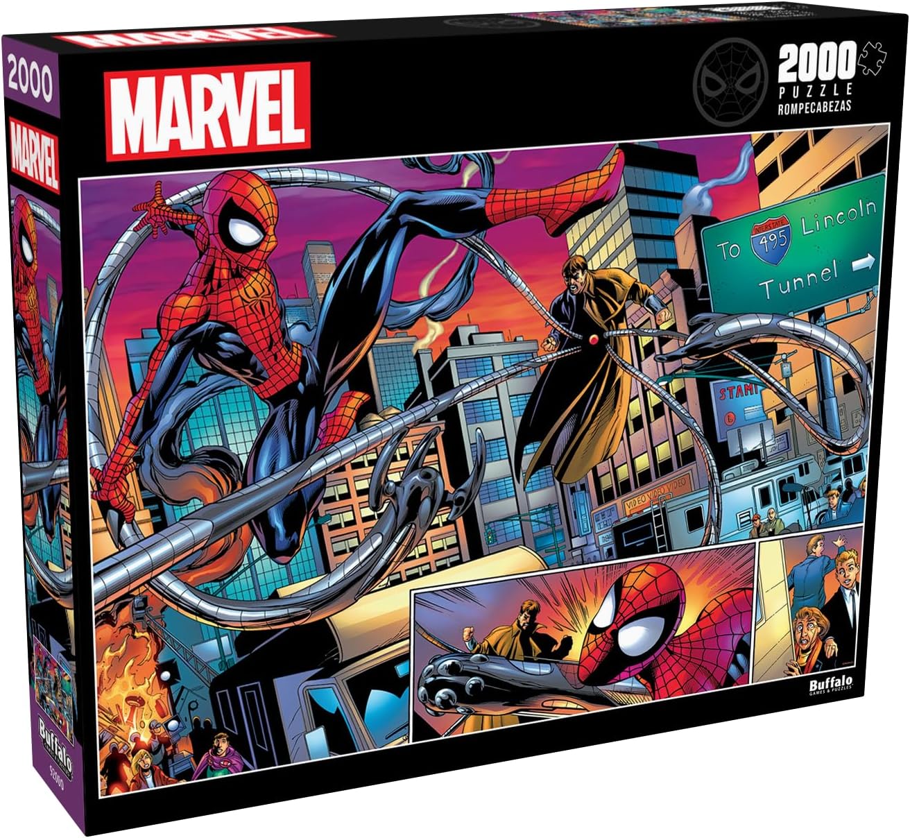 Buffalo Games – Spider-Man vs. Doctor Octopus – Rompecabezas de 2000 piezas para adultos, rompecabezas desafiante perfecto para noches de juego –