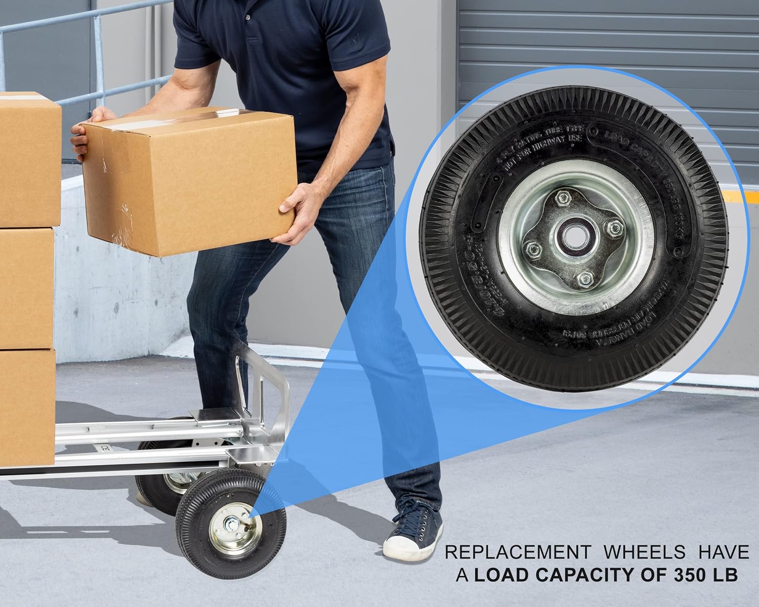 Vergo Pneumatic Wheels – Paquete de 2 ruedas de repuesto de ruedas llenas de aire resistentes, neumáticos roscados, ruedas de camión de mano de 10 x