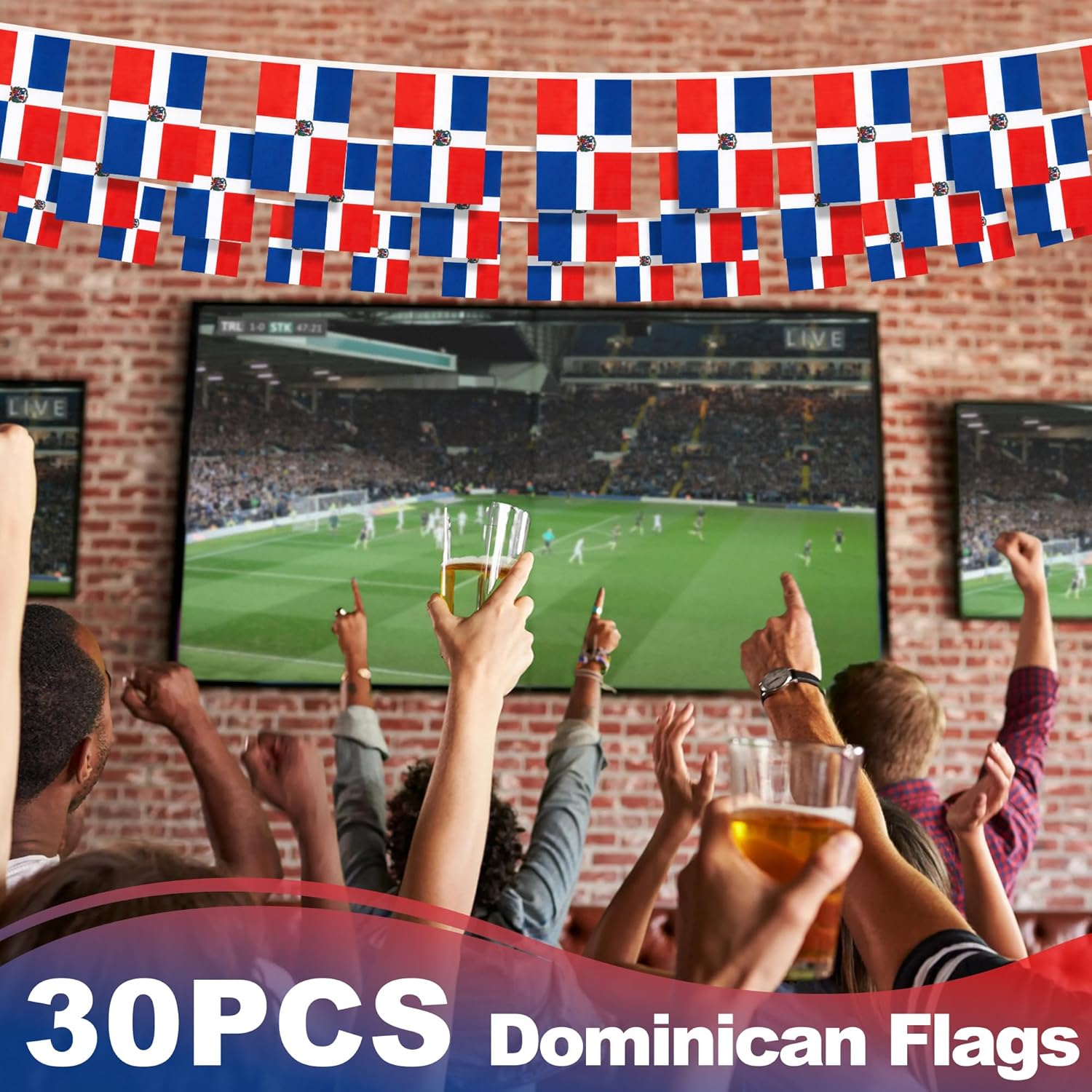 Banderín de bandera de República Dominicana, pequeña mini bandera dominicana, banderín de banderines, decoración nacional de país para escuela,