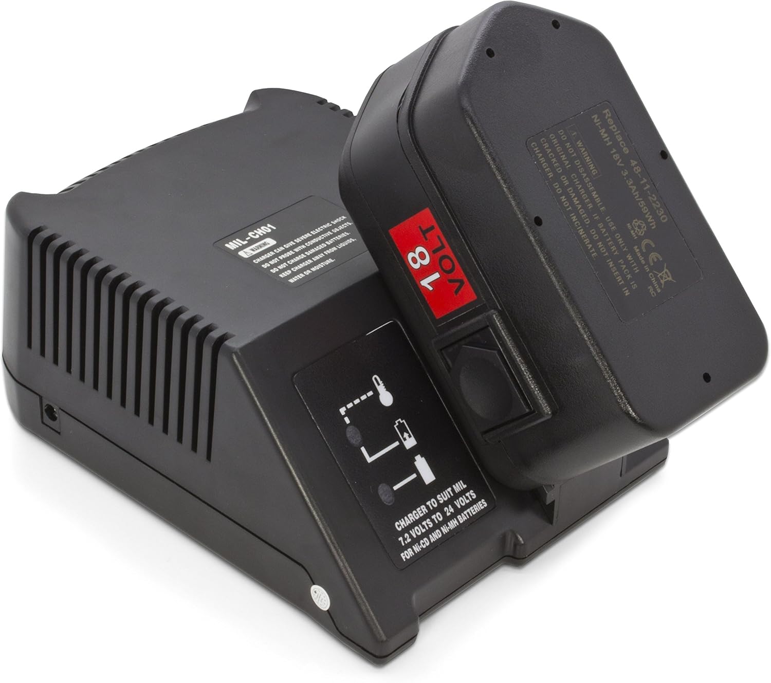 ExpertPower Batería extendida NiMh de 18 V 3300 mAh para batería Milwaukee 48-11-2200 48-11-2230 48-11-2232 (2 baterías + 1 cargador)