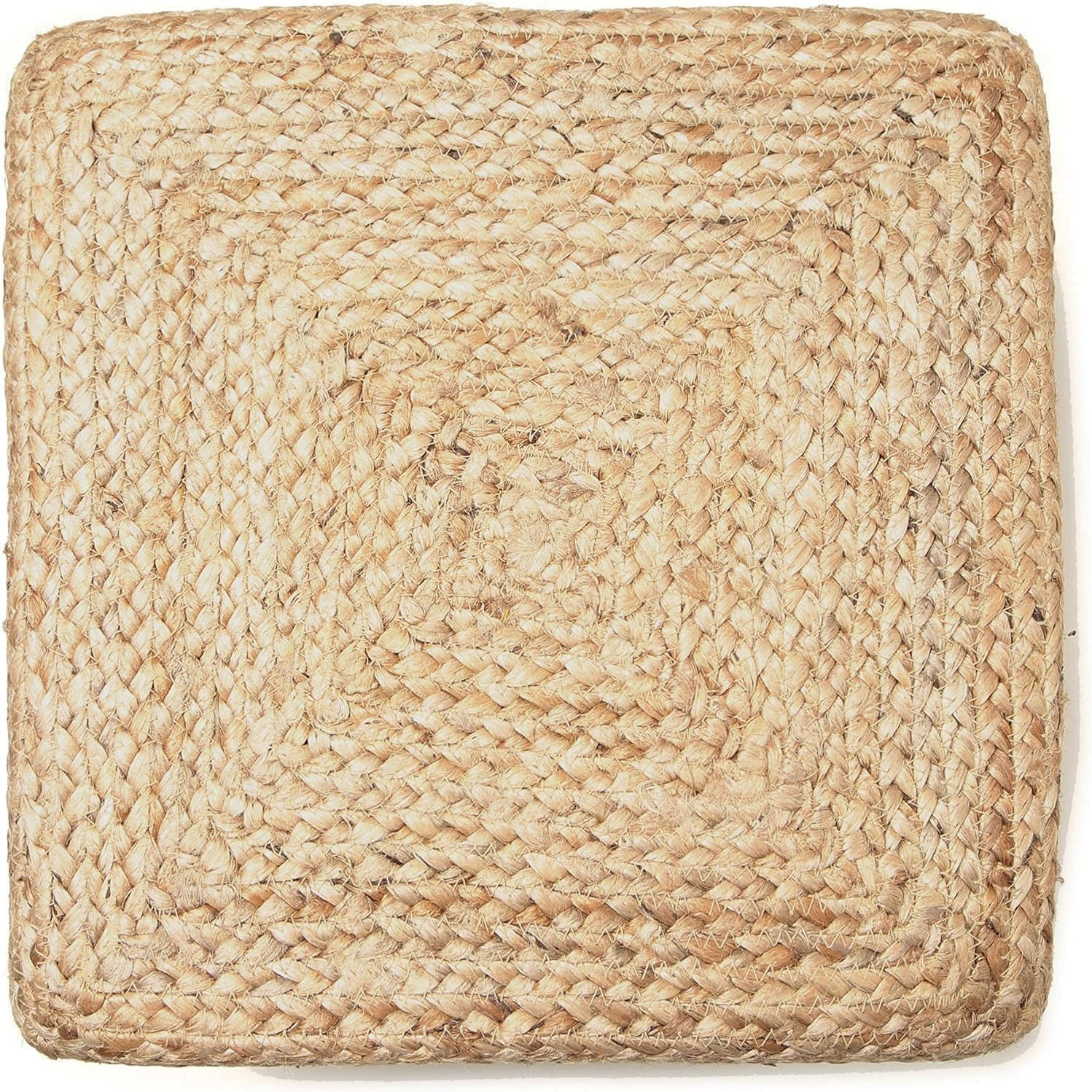 REDEARTH  Taburete otomano de puf cubo, puf trenzado de yute para sentarse, juego de 2 reposapiés para la sala de estar, dormitorio, guardería,