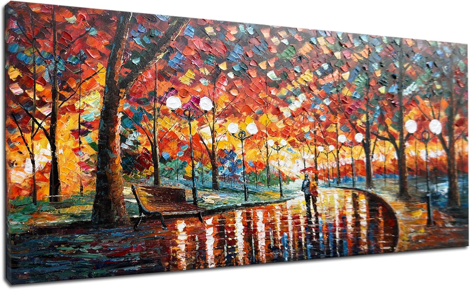 Alenoss Pinturas modernas al óleo sobre lienzo, arte de pared grande de 24 x 48 pulgadas, pinturas abstractas románticas, arte contemporáneo, arte
