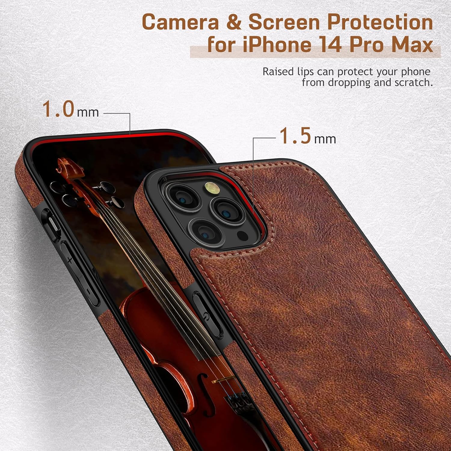 LOHASIC Funda para iPhone 14 Pro Max, delgada de piel sintética de lujo, agarre antideslizante, resistente, a prueba de golpes, funda protectora de
