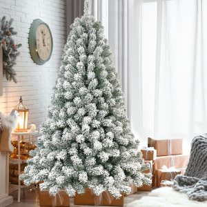 Árbol de Navidad artificial de pino de elwood flocado sin luz de 6 pies, decoración festiva Árbol de Navidad artificial de pino de elwood flocado sin luz de 6 pies, decoración festiva