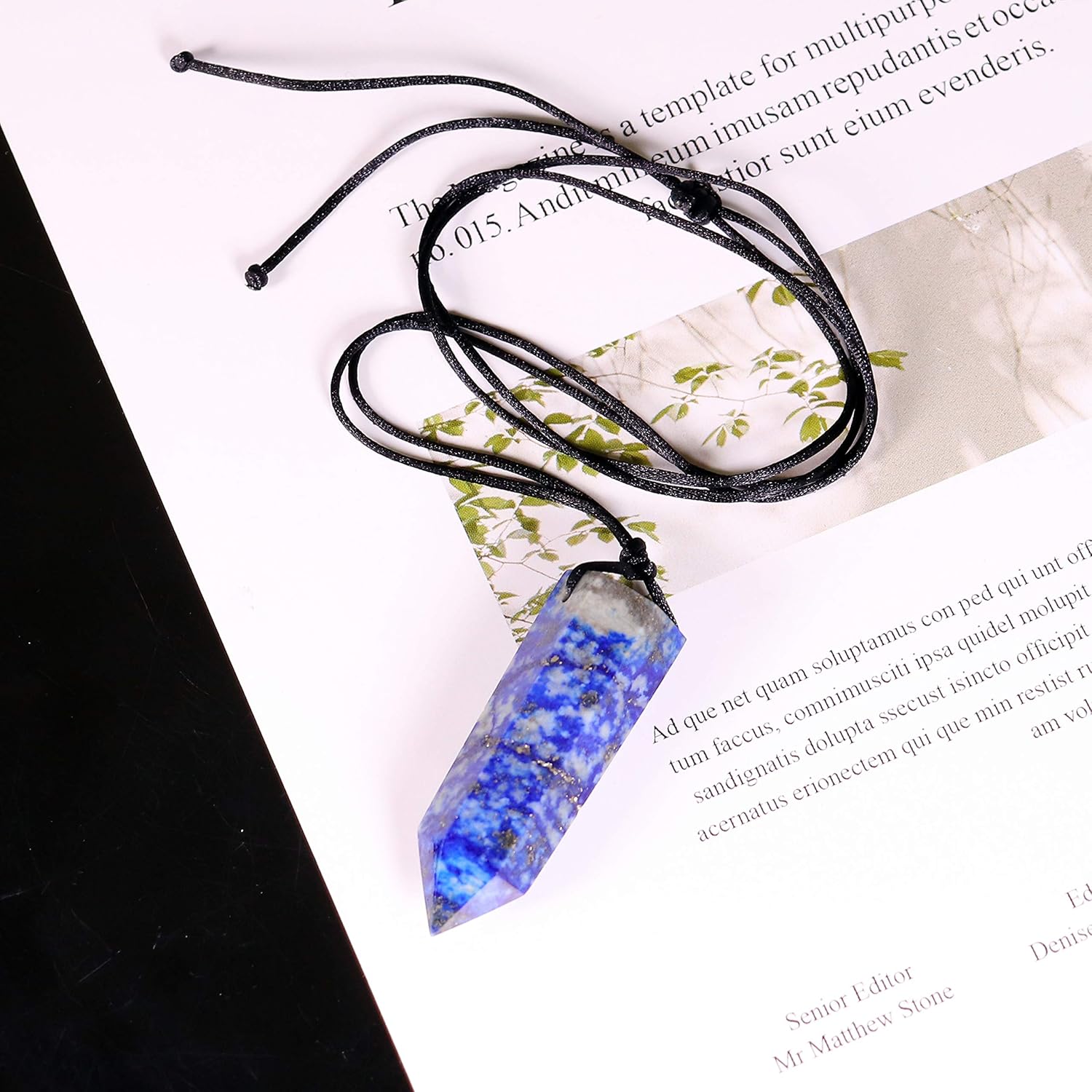 Runyangshi Colgantes de cristal curativo, collar de cuarzo de cristal natural de un solo punto, 6 facetas de chakras, piedra de reiki, energía