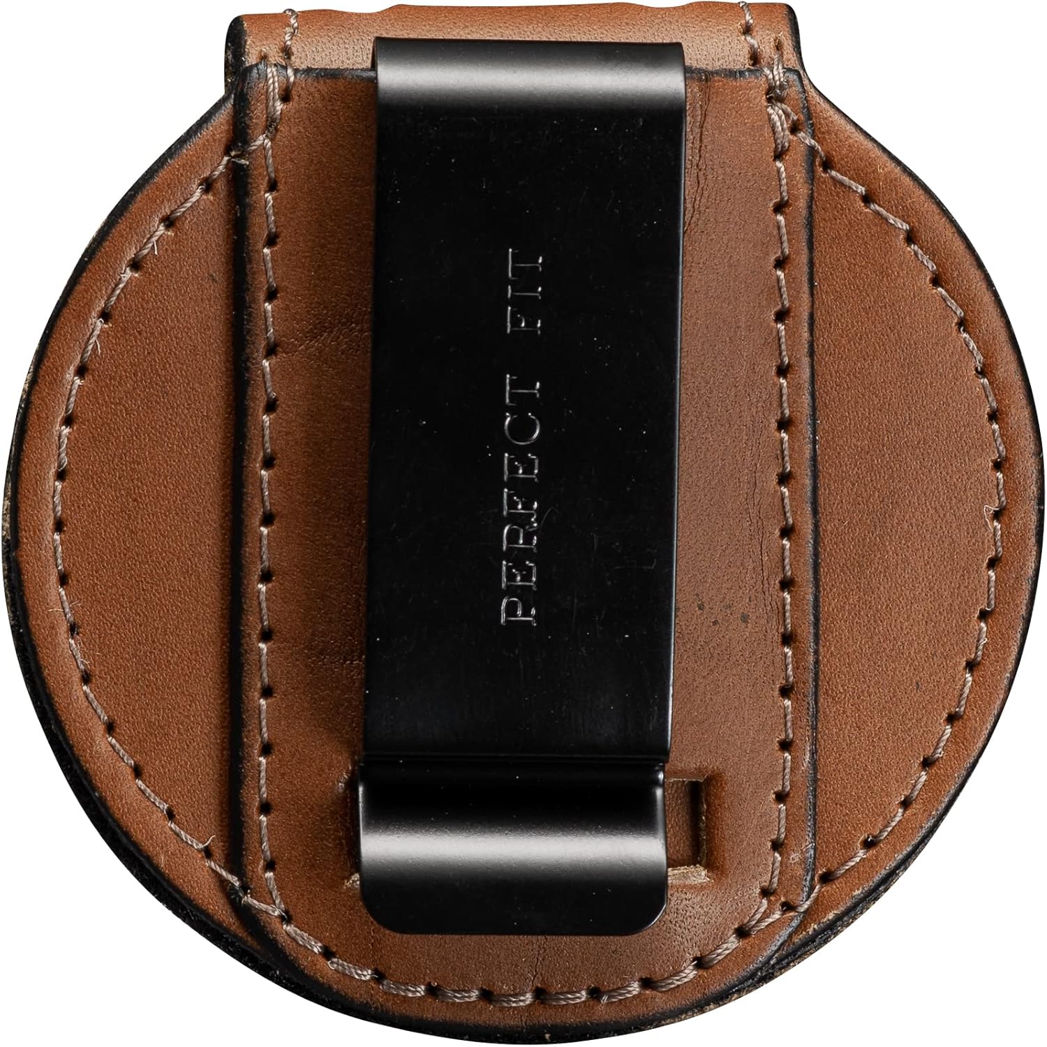 Perfect Fit Shield Wallets Soporte para insignia de cinturón de Texas Ranger con cadena para el cuello y clip para cinturón de cuero marrón (Cutout