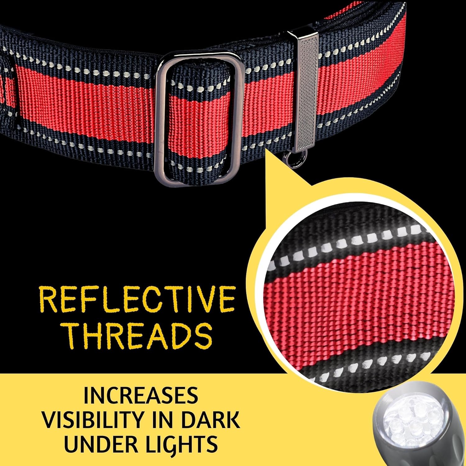 ADITYNA – Collar de perro resistente para perros extra grandes – Collar de perro rojo XL con asa – Acolchado de neopreno suave ultra cómodo (Extra-L