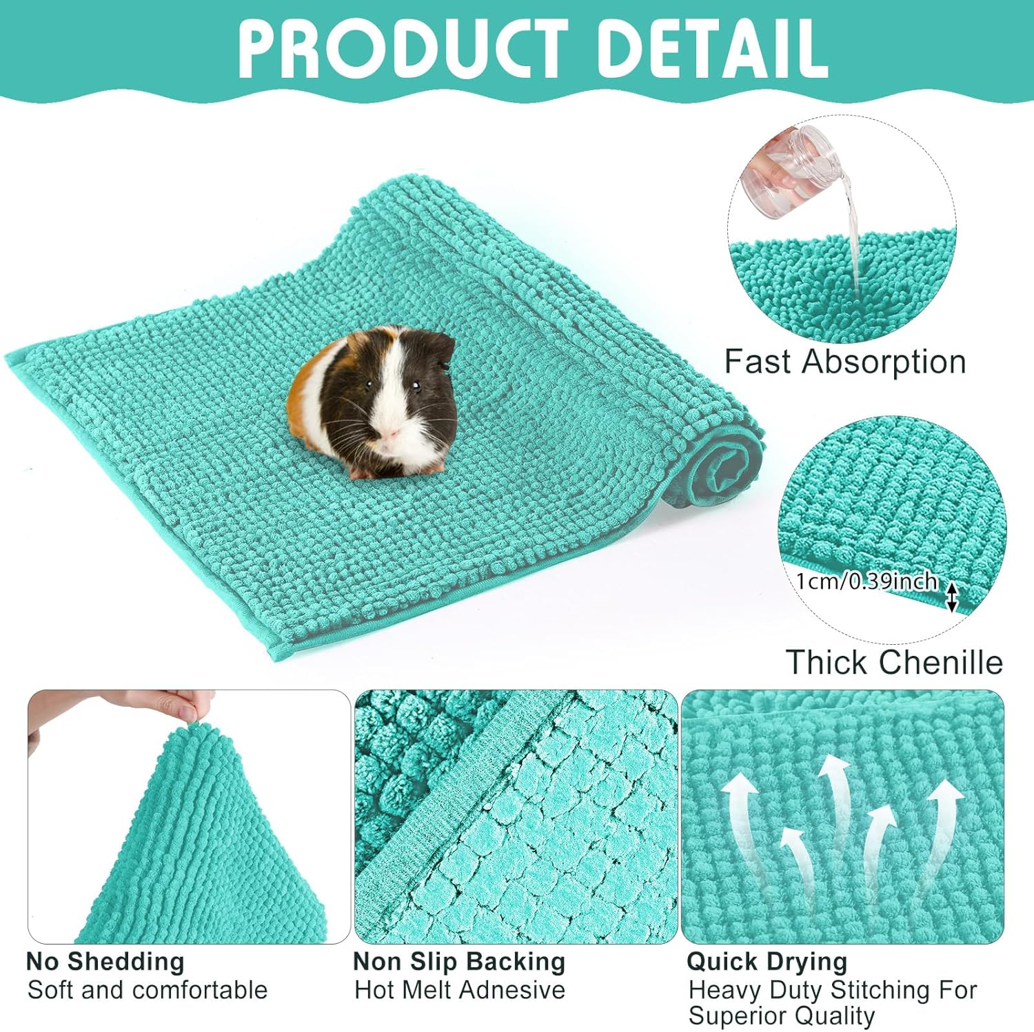 Juego de 4 piezas de ropa de cama de cobaya, cobaya, almohadillas de forro polar lavables para orina reutilizables, tapete de entrenamiento de