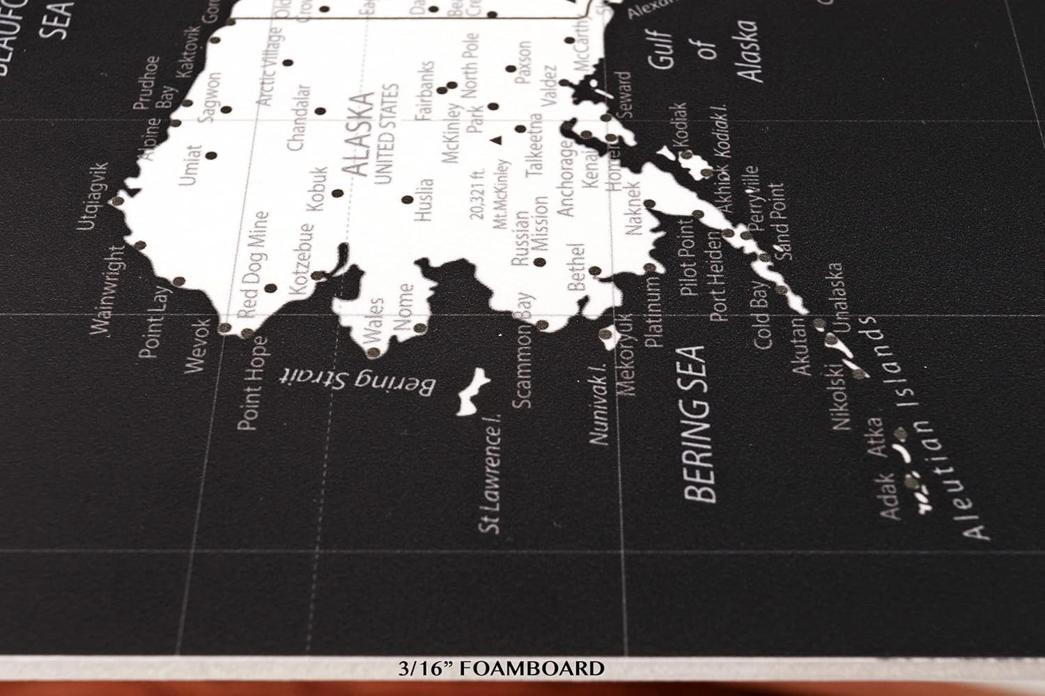 Push Pin World Map Foam Board Mounted, Sizes 24×36, 16×24, Large Travel Map (24×36)