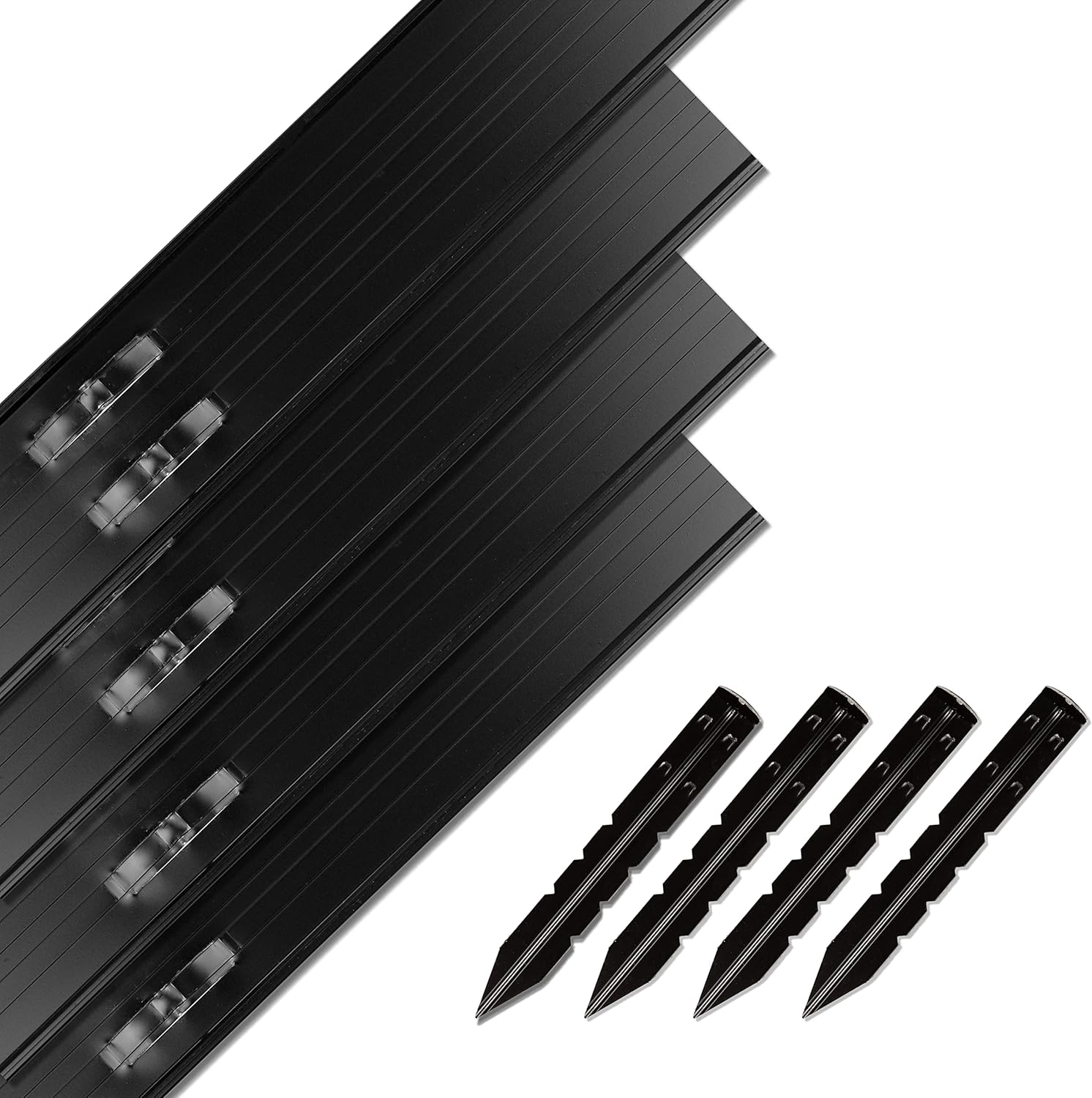 Dreamscape SlideEdge – Bordes de aluminio para paisajismo, 16 tiras, 7 pies 10 pies cada una (117.5 pies en total), pintura negra, borde de