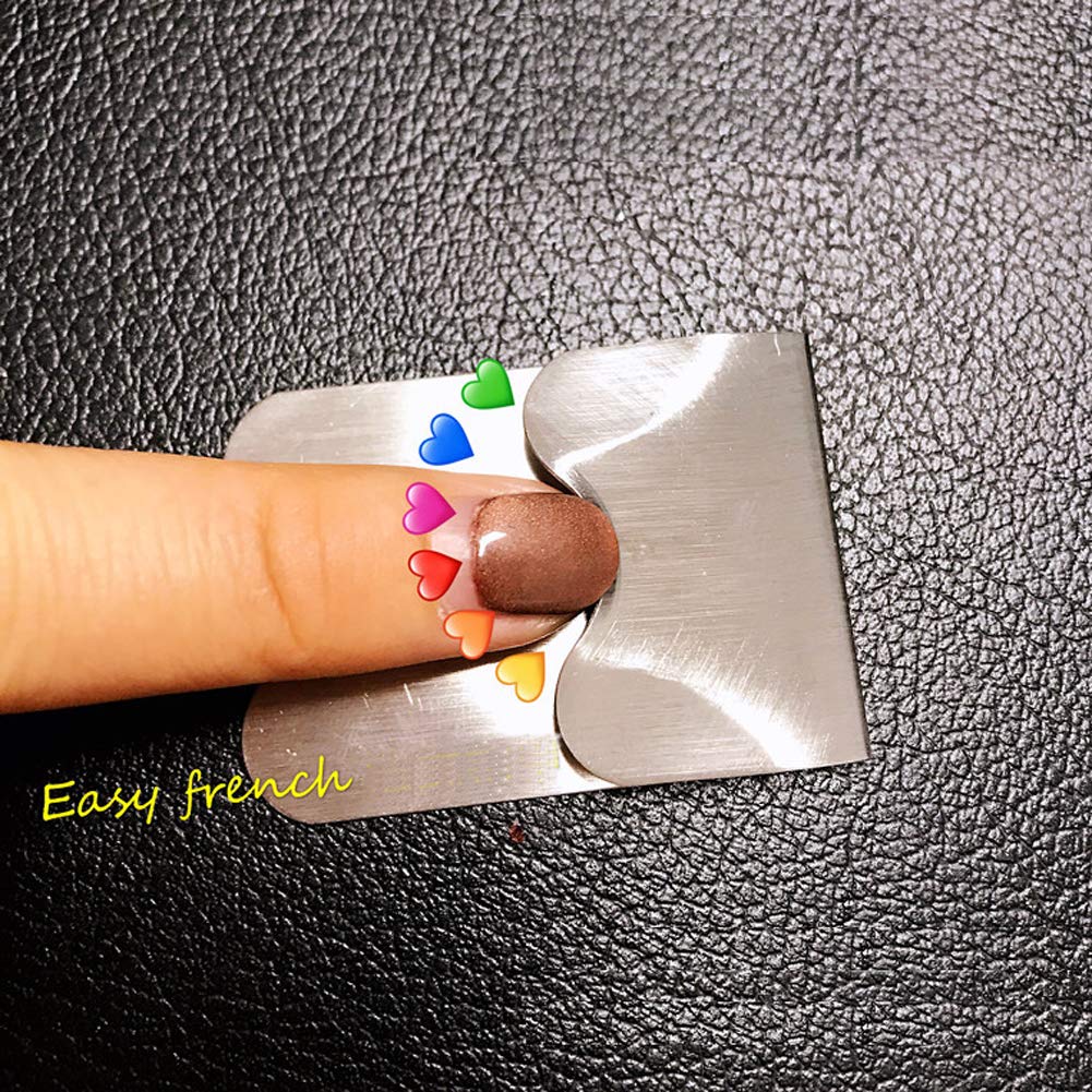 Juego de 2 recortadores de bordes para manicura, de acero inoxidable, estilo francés, guía de borde fácil, plantilla para manicura, arte de uñas,