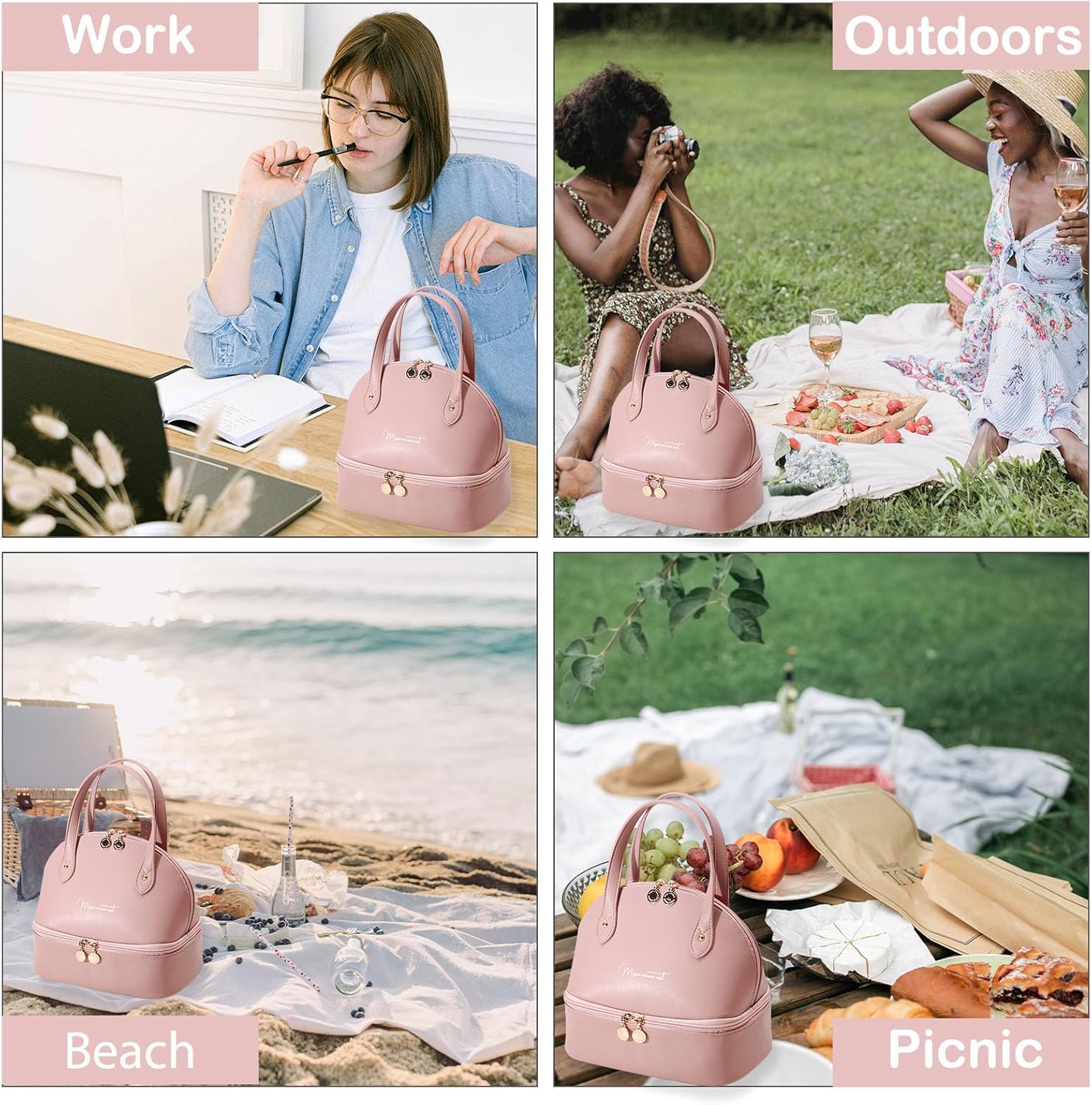 Bolsa de almuerzo pequeña con compartimento aislante para el almuerzo, bolsa de almuerzo para mujer, para el trabajo, picnic, viajes, simple y