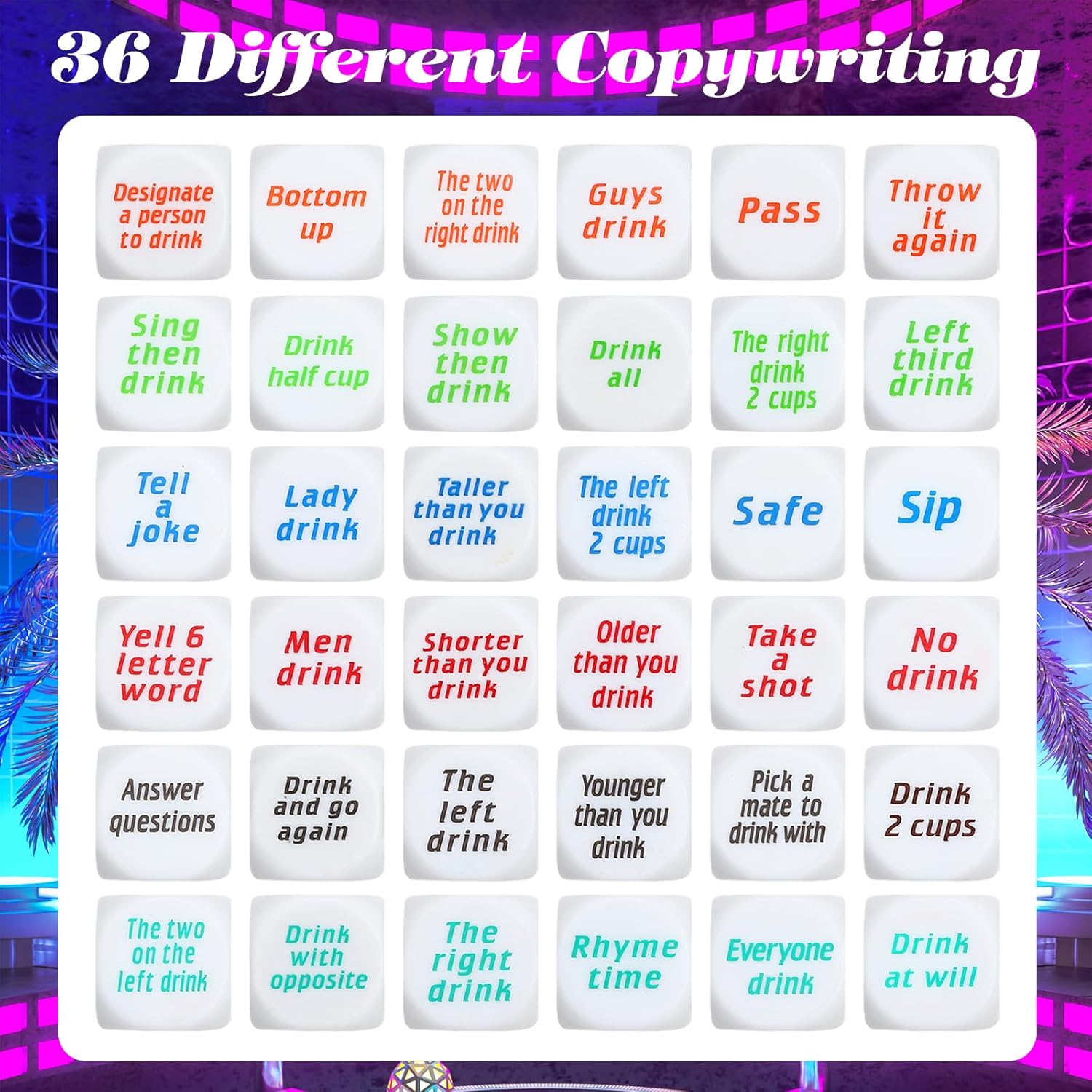 SOTOGO Juego de 7 dados para bar para beber, juego de dados para adultos, cumpleaños, boda, graduación, fiesta, recuerdos, juguetes