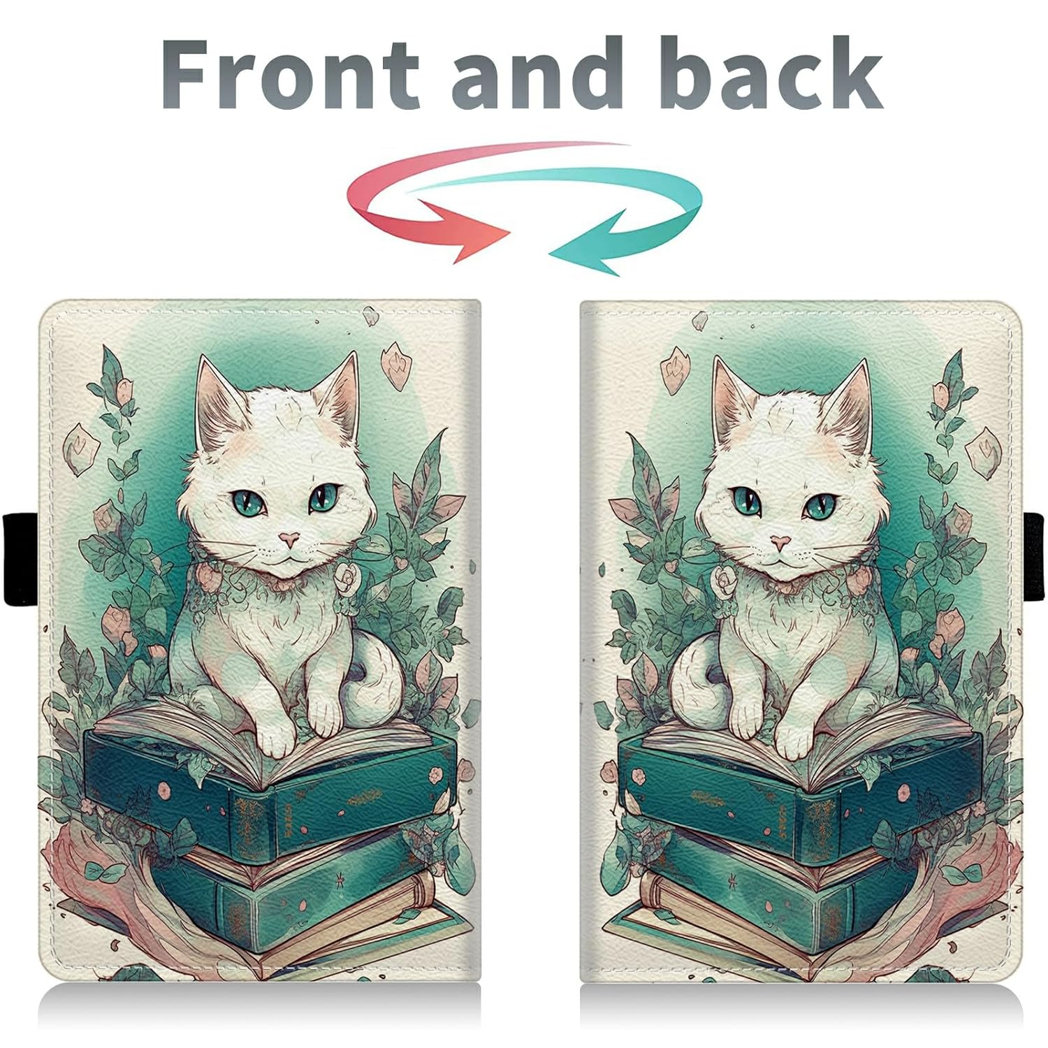 Librería de gato flores lindos libros de servidor para camarera, cartera de cuero para camarero con bolsillo para dinero, 5 x 8 camareras soporte