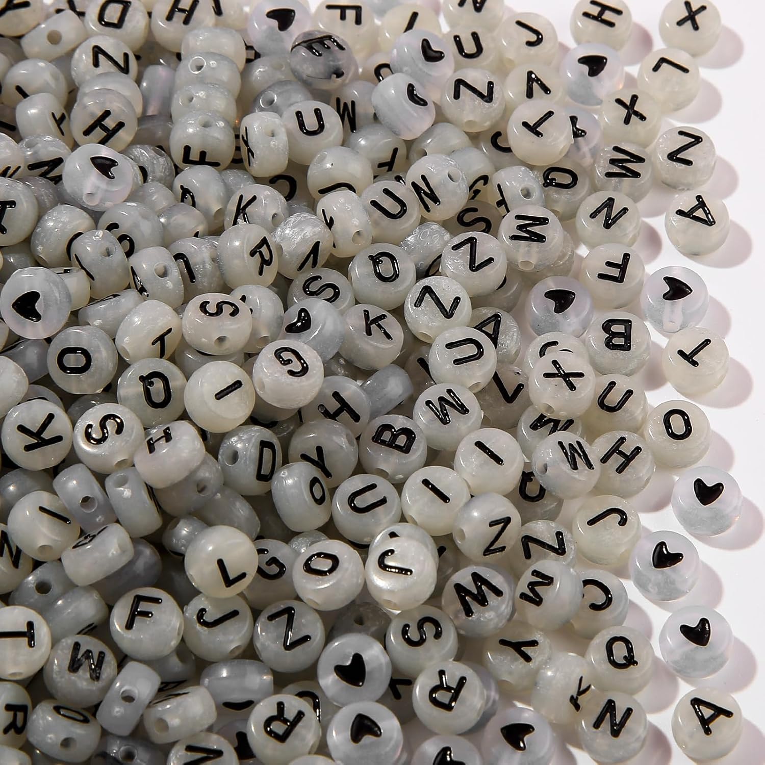 1000 cuentas de letras acrílicas del alfabeto, de 0.15 x 0.27 pulgadas, cuentas que brillan en la oscuridad, para pulseras y fabricación de joyas