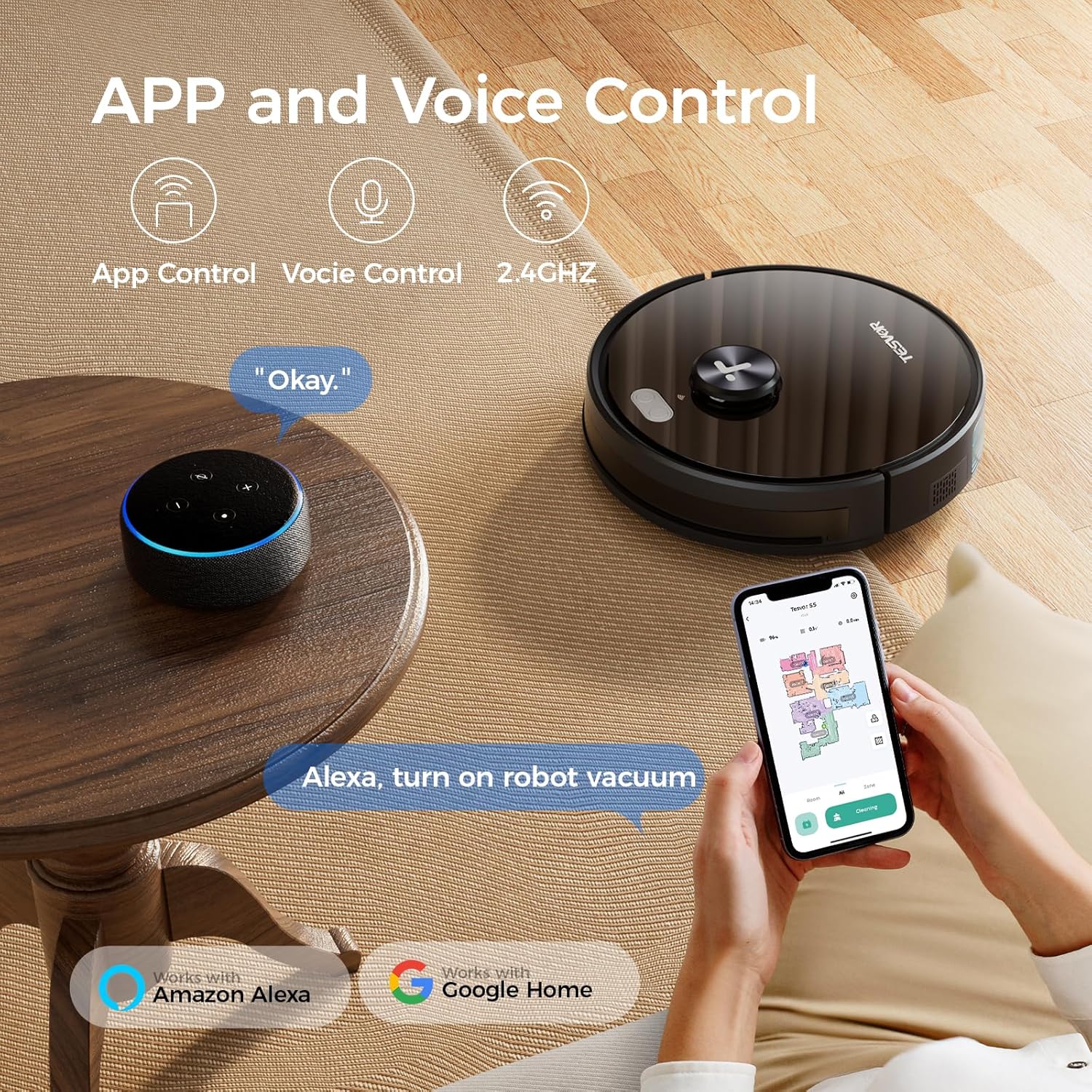 Tesvor Robot aspirador y trapeador combinado con la última navegación láser 3 en 1 X580S aspiradora robótica (3000Pa – X580S)