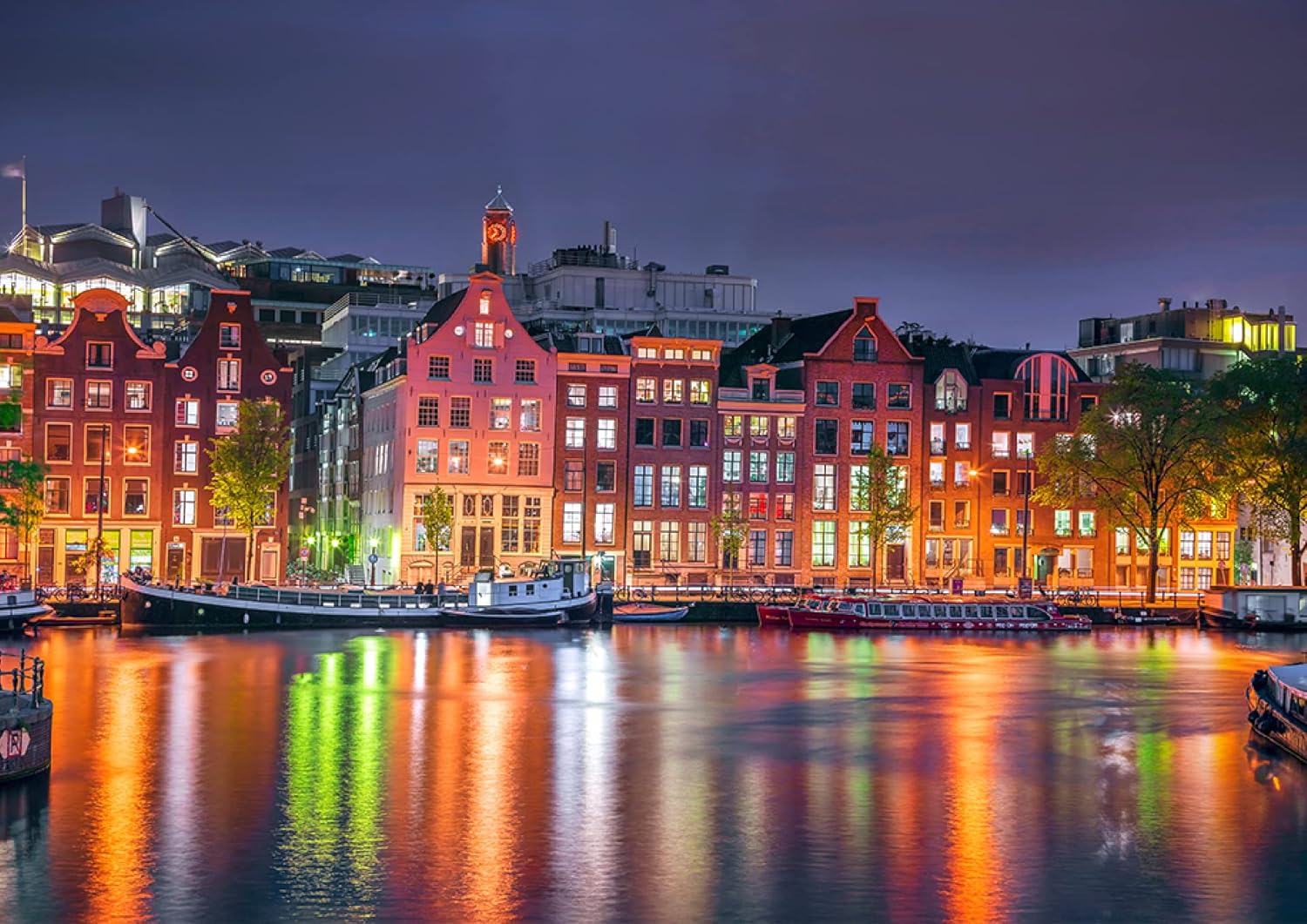 WOODEN.CITY 500 + 5 piezas – Amsterdam By Night – Rompecabezas de madera – Juego de rompecabezas de paisaje escénico con piezas de formas inusuales