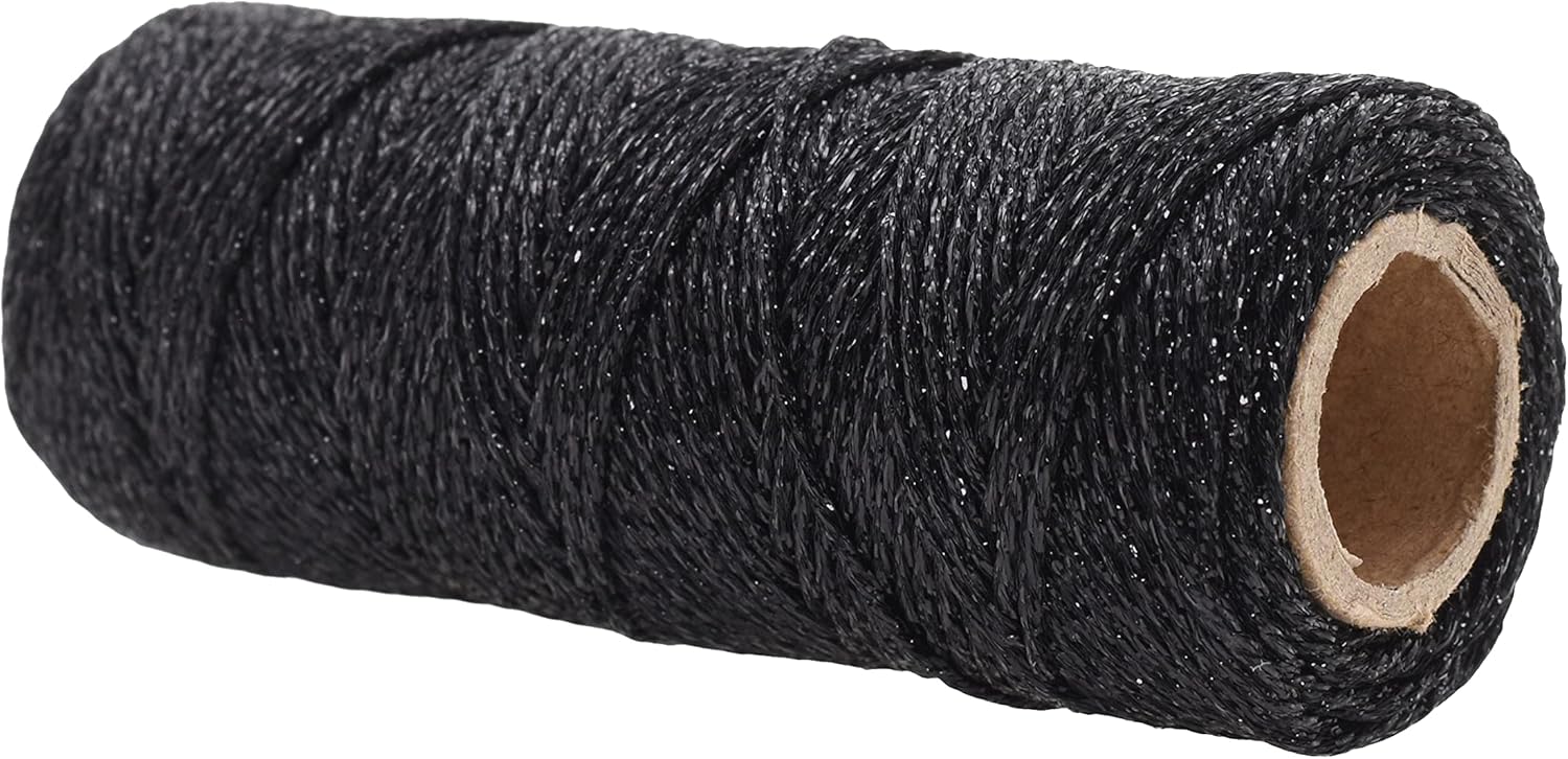Mandala Crafts Cordel metálico negro y blanco rosa para envolver regalos, 11 capas de 165 yardas, cuerda decorativa para panaderos, manualidades,