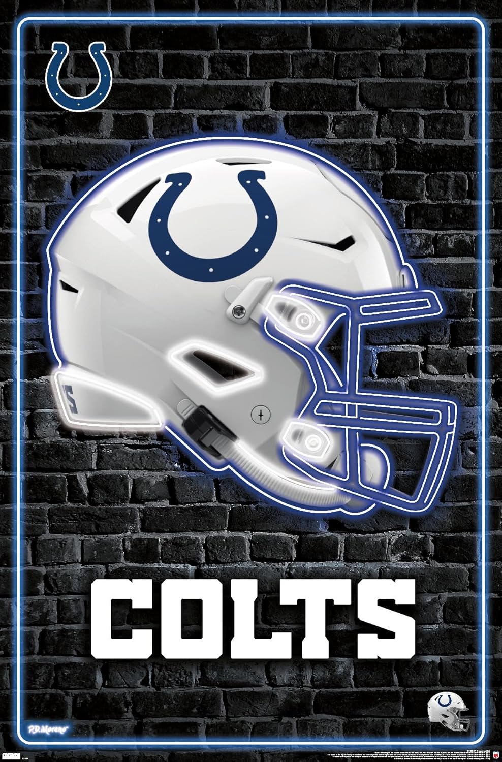Trends International NFL Indianapolis Colts – Póster de pared con casco neón 23, 22.37 x 34.00 pulgadas, versión premium sin marco