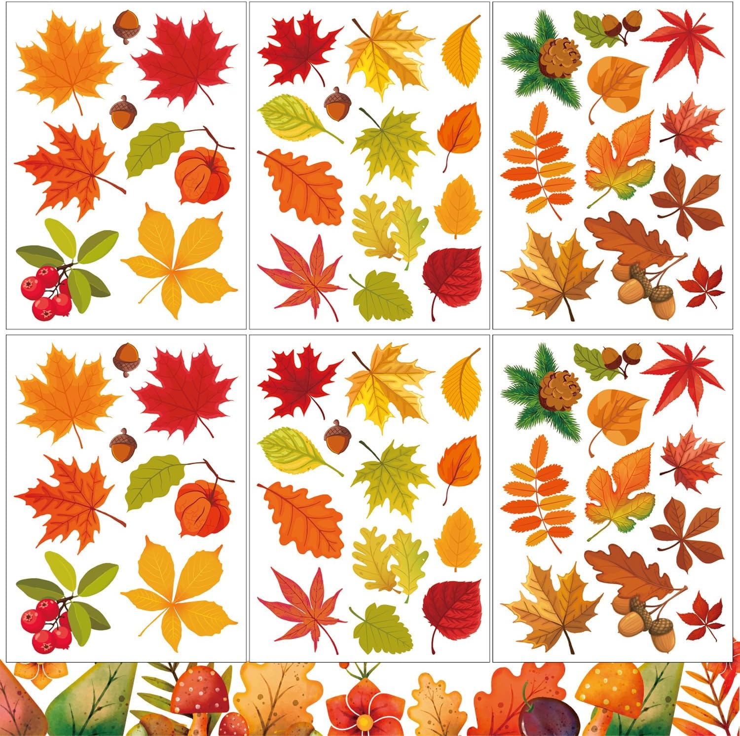 64 calcomanías de otoño para ventana, hojas de arce, calcomanías de ventana de hojas de otoño para ventana de vidrio, hogar, oficina, decoración de