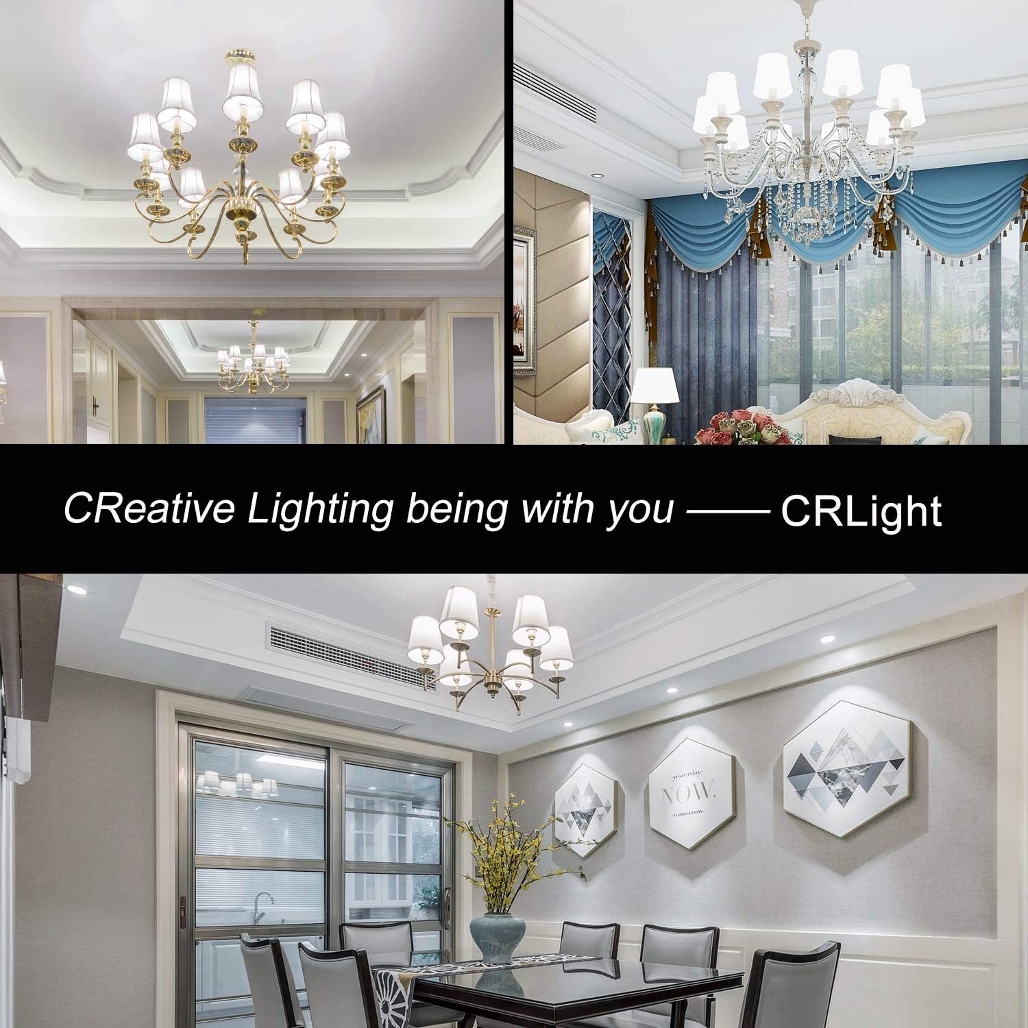 CRLight Bombilla LED regulable de 6 W, 5000 K, luz blanca diurna, equivalente a 650 W, 650 lúmenes, E12, vintage, Edison G16, bombillas de cristal