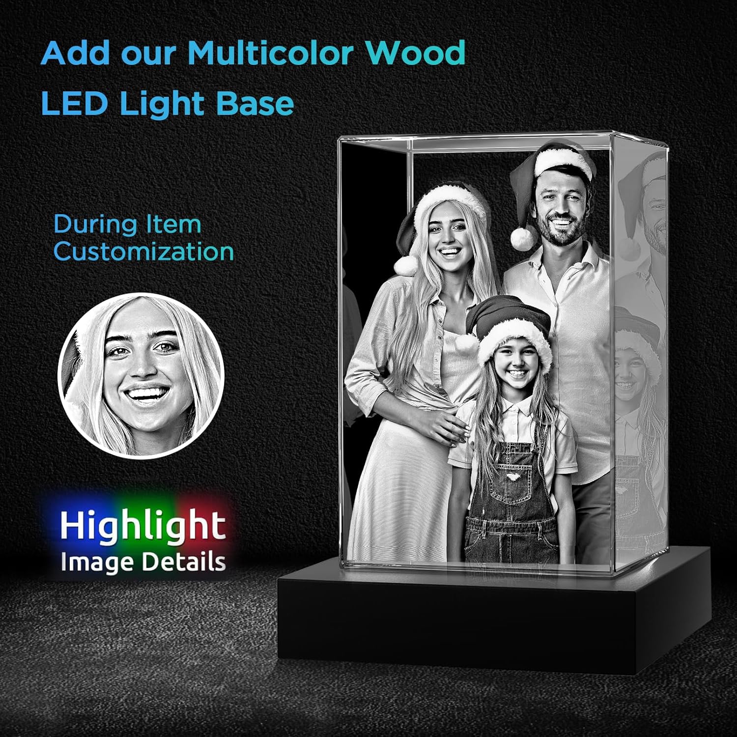 Foto de cristal 3D, regalos del día de la madre para mujeres, mamá, imagen 3D personalizada en cristal, foto de cristal 3D personalizada, gran