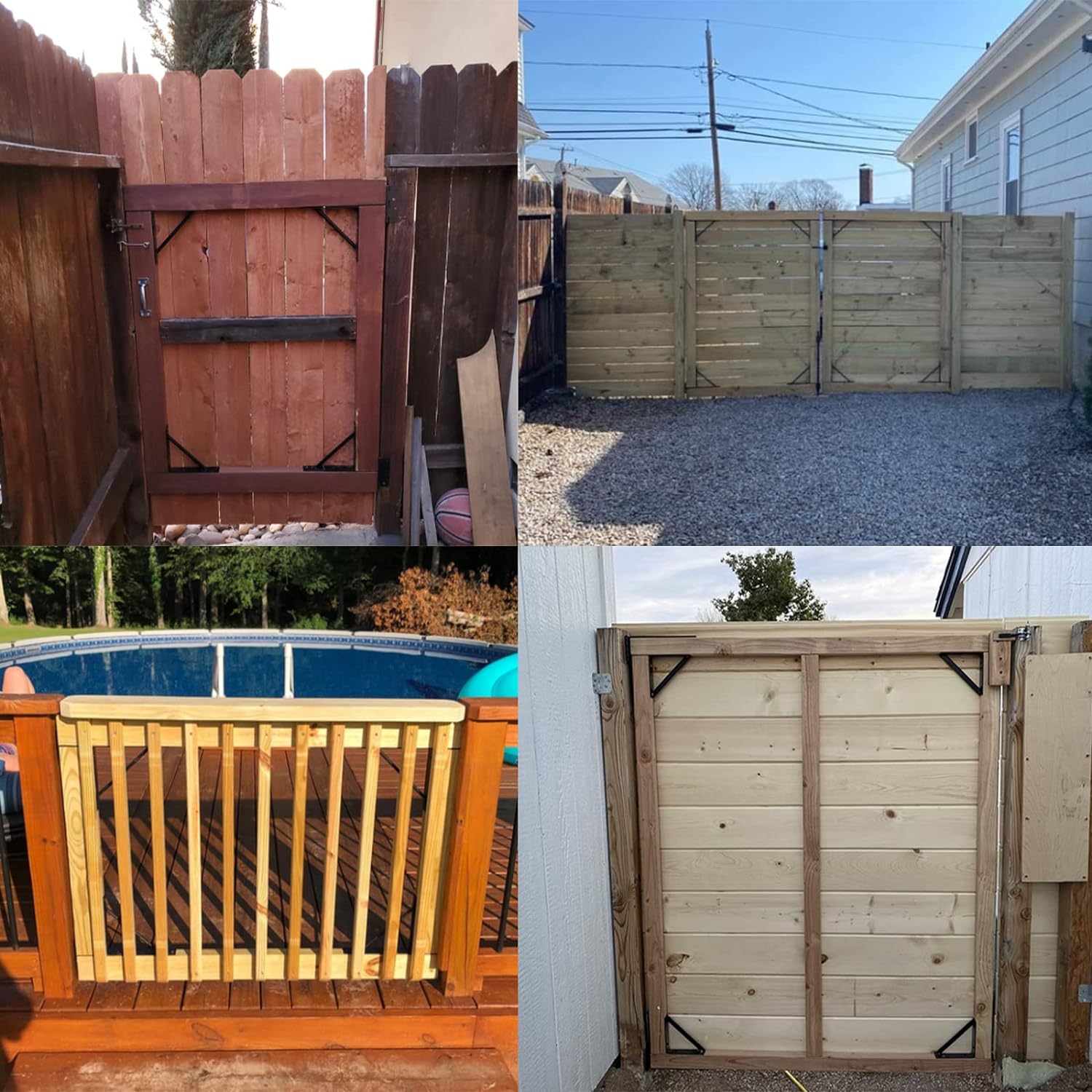 HILLMASTER Juego de 2 marcos de puerta anti hundimiento, soporte de esquina para puerta, accesorios ajustables resistentes con pestillo de puerta