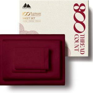 Mayfair Linen Sábanas 100% de algodón egipcio, juego de sábanas de 800 hilos tamaño King de 4 piezas, color borgoña, sábanas de hotel de lujo de Mayfair Linen Sábanas 100% de algodón egipcio, juego de sábanas de 800 hilos tamaño King de 4 piezas, color borgoña, sábanas de hotel de lujo de