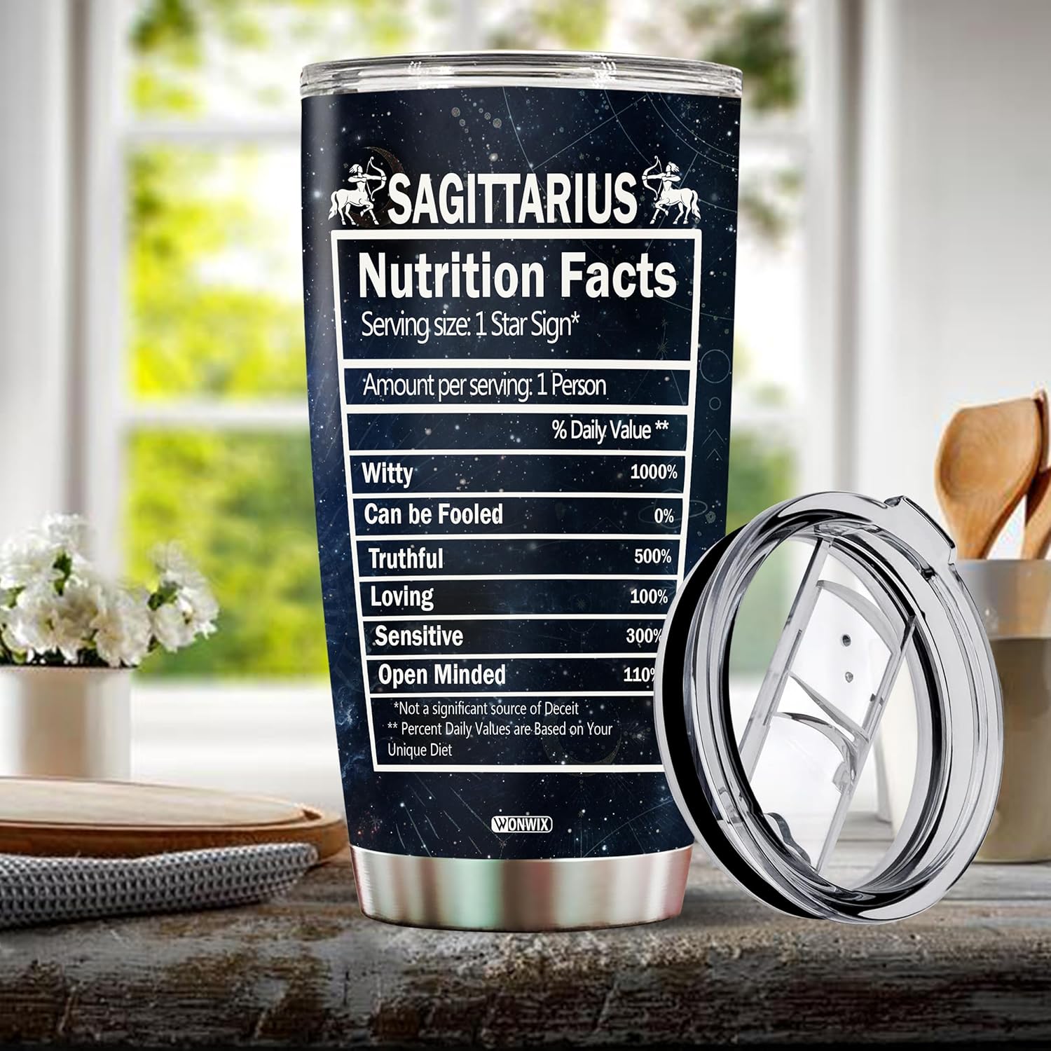 Regalos personalizados del zodiaco Sagitario para mujeres, vaso de café aislado de acero inoxidable de 20 onzas con tapa, constelación, astrología,