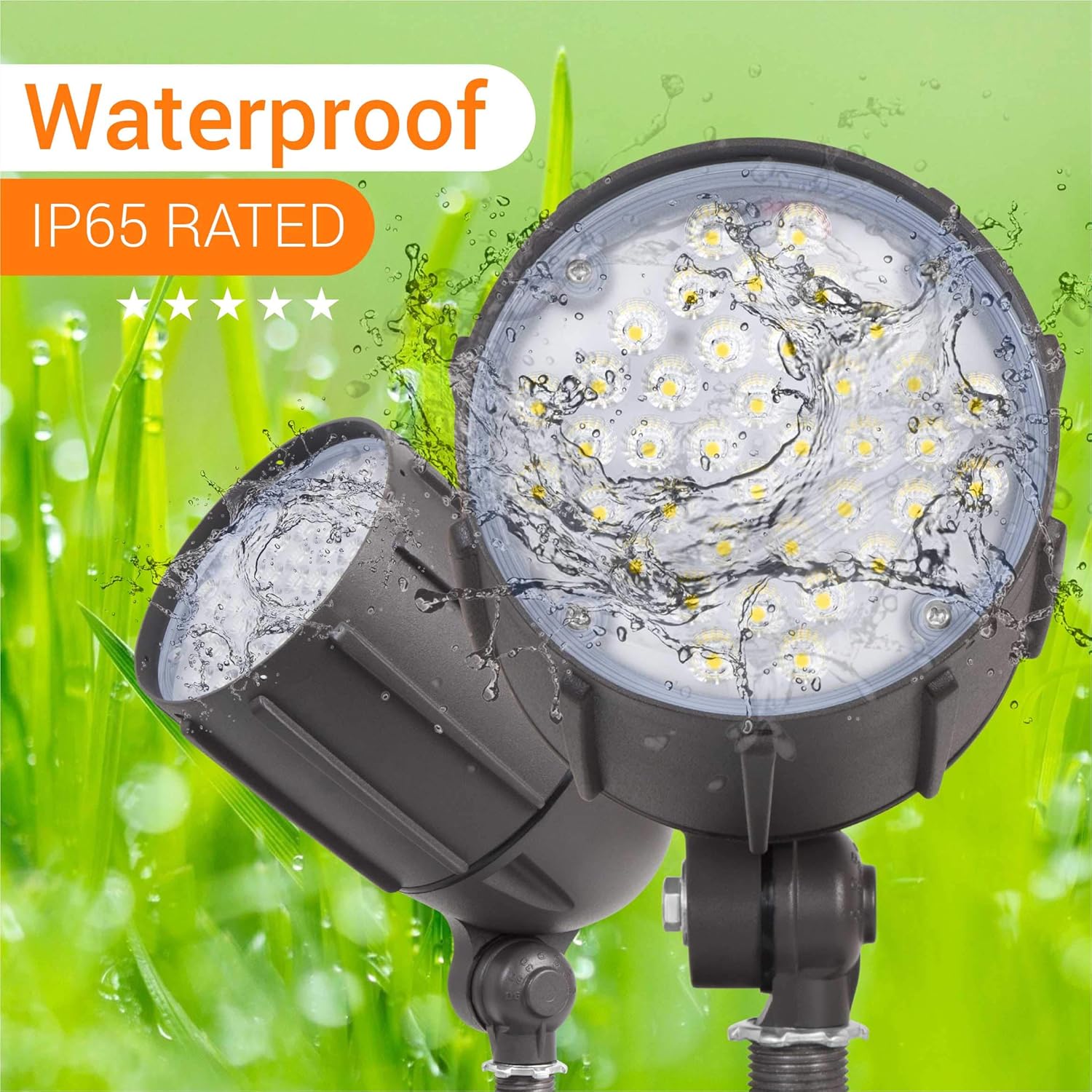 Luz de inundación LED de 40 vatios para iluminación de paisaje al aire libre de 120 voltios, 4800 lm, bronce, igual a 200 W MH, luz de asta de