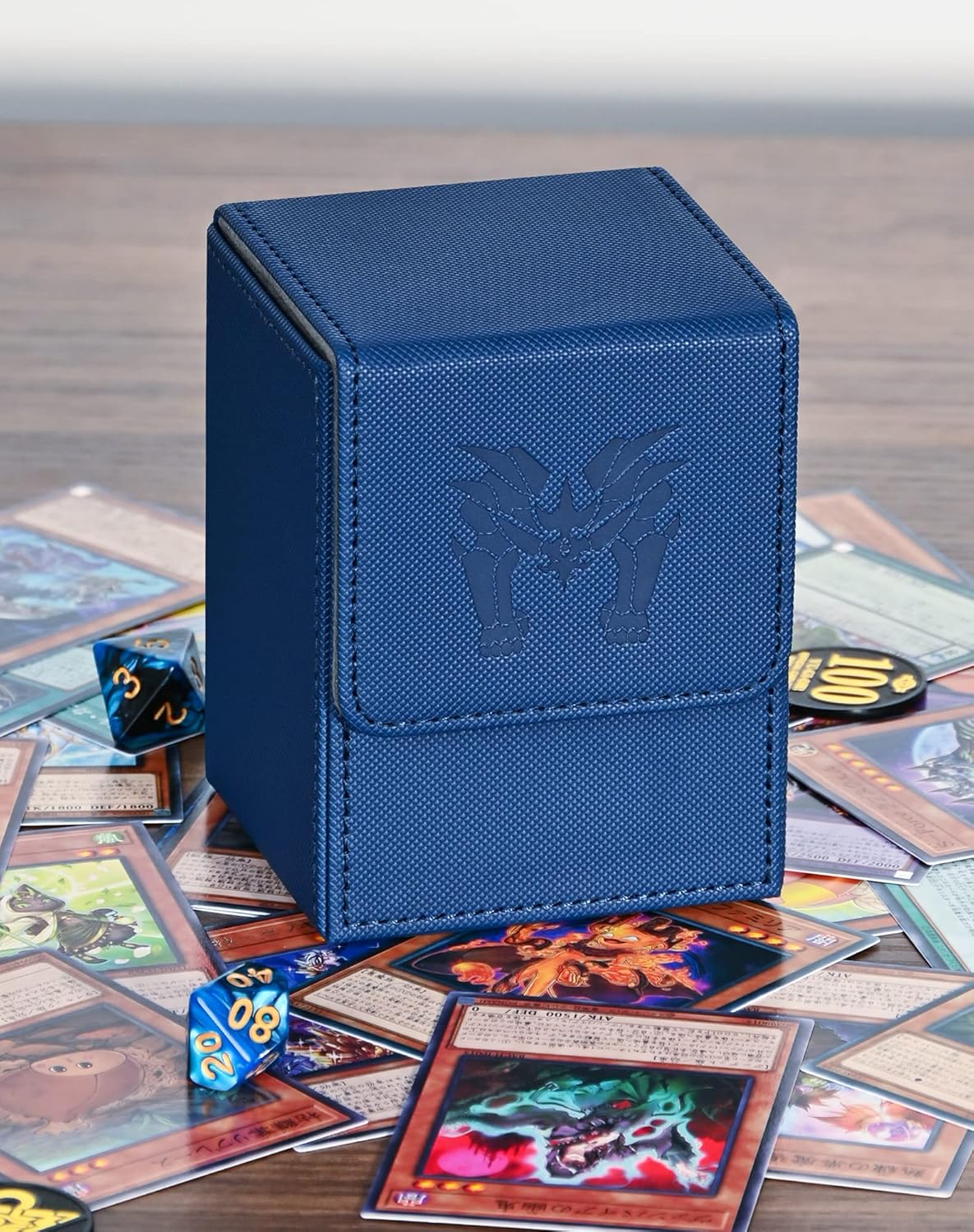 Caja de cartas para tarjetas Yugioh MTG, más de 100 fundas con 2 divisores para TCG CCG, caja de almacenamiento de tarjetas de piel sintética